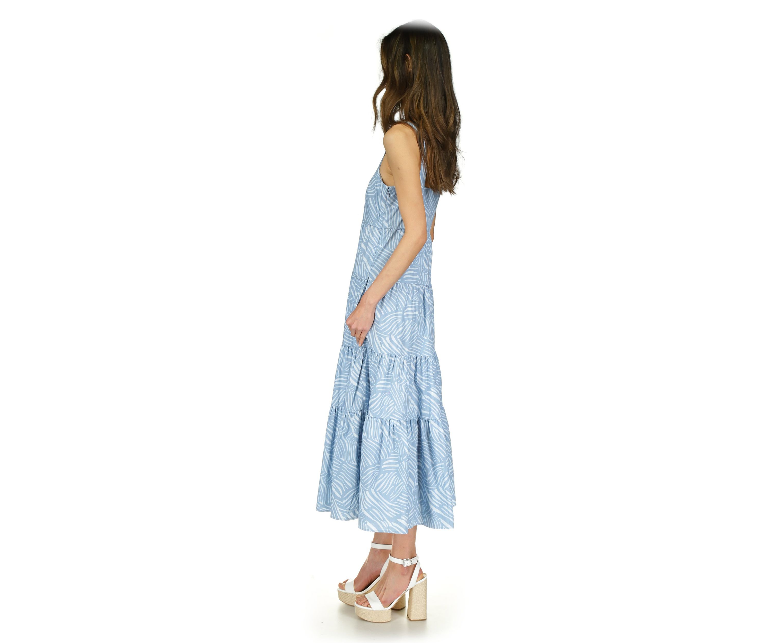 Womens Zebra Tiered Midi Dress