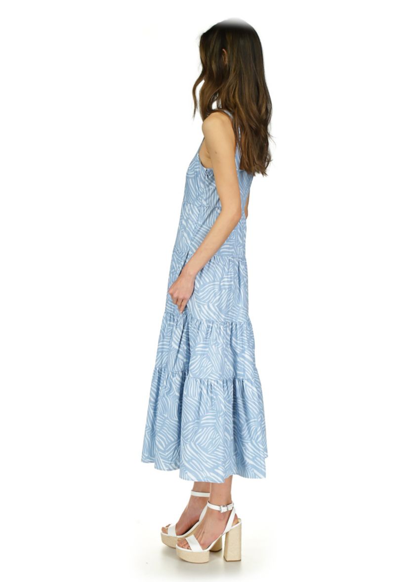 Womens Zebra Tiered Midi Dress
