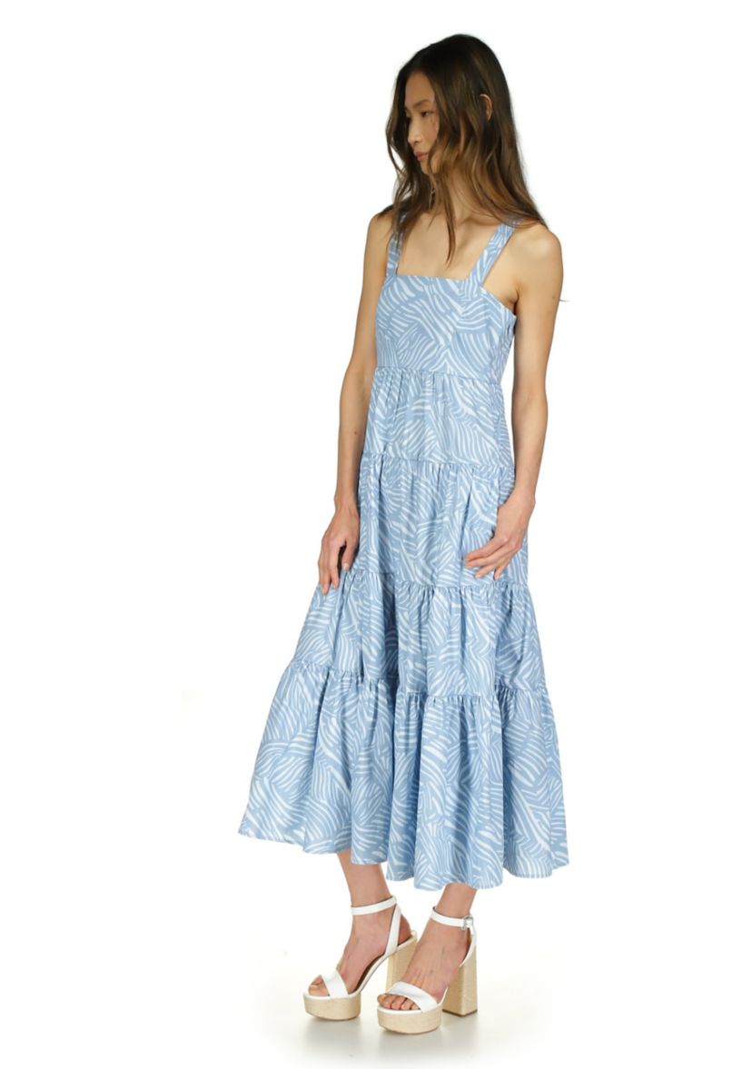 Womens Zebra Tiered Midi Dress