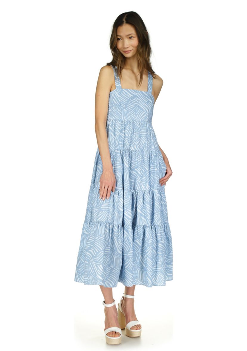 Womens Zebra Tiered Midi Dress