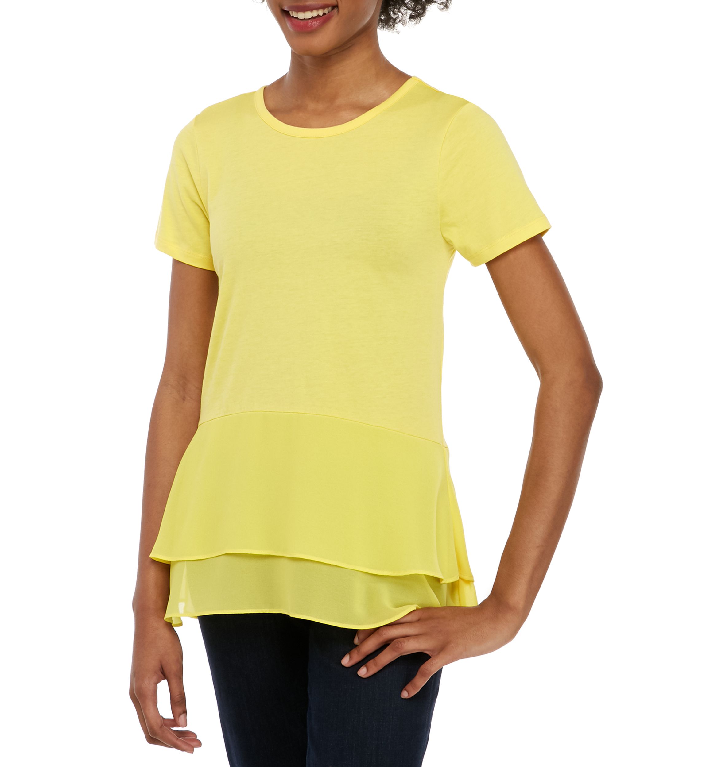 Short Sleeve Tiered Hem T Shirt