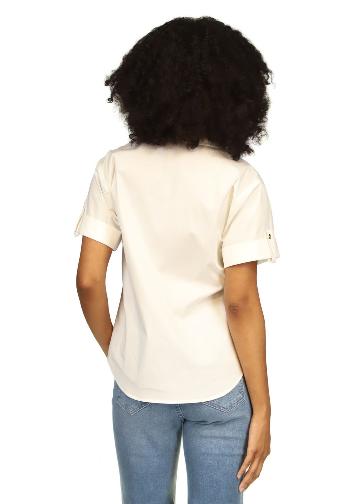 Womens Poplin Short Sleeve Top