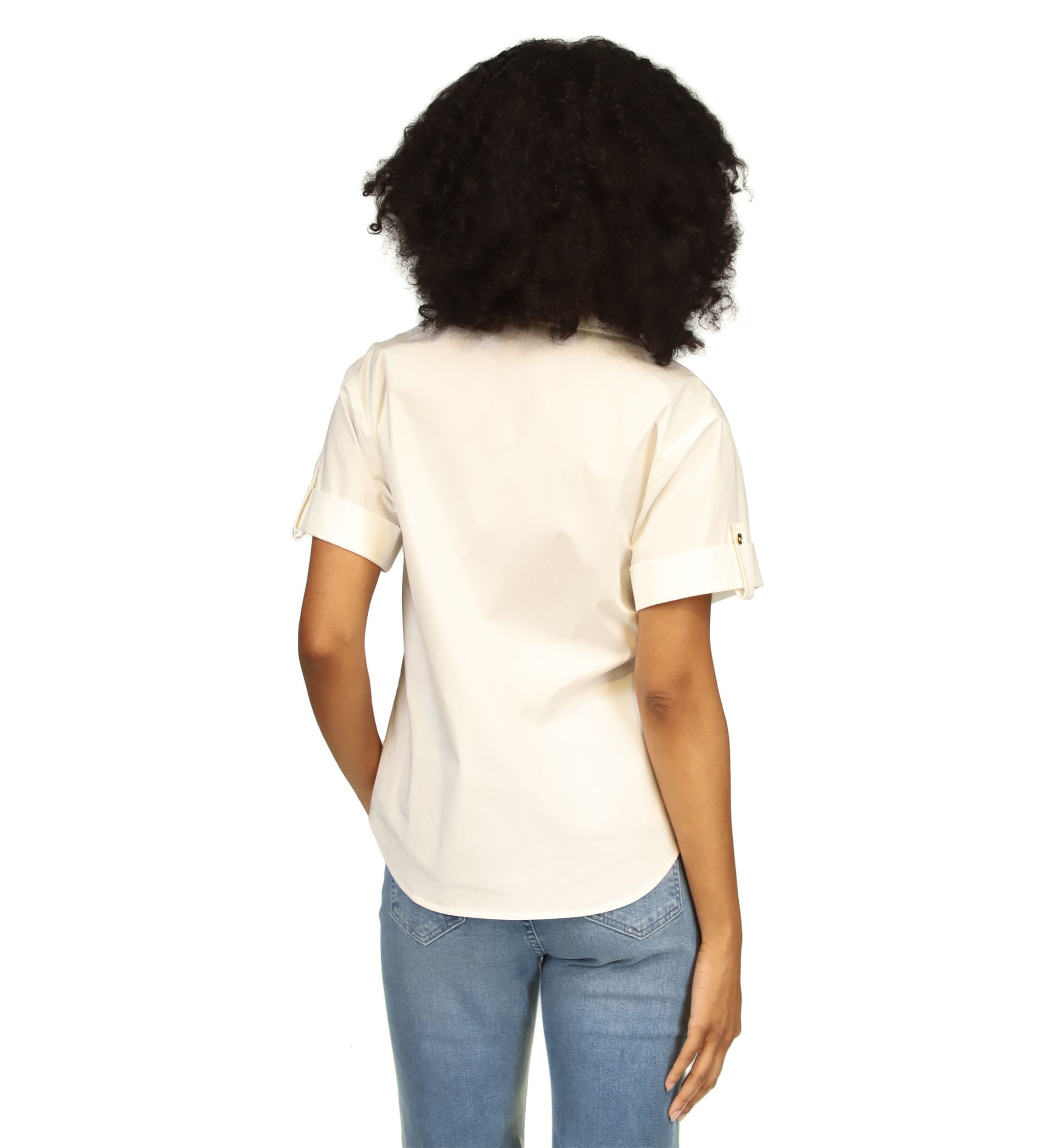 Womens Poplin Short Sleeve Top