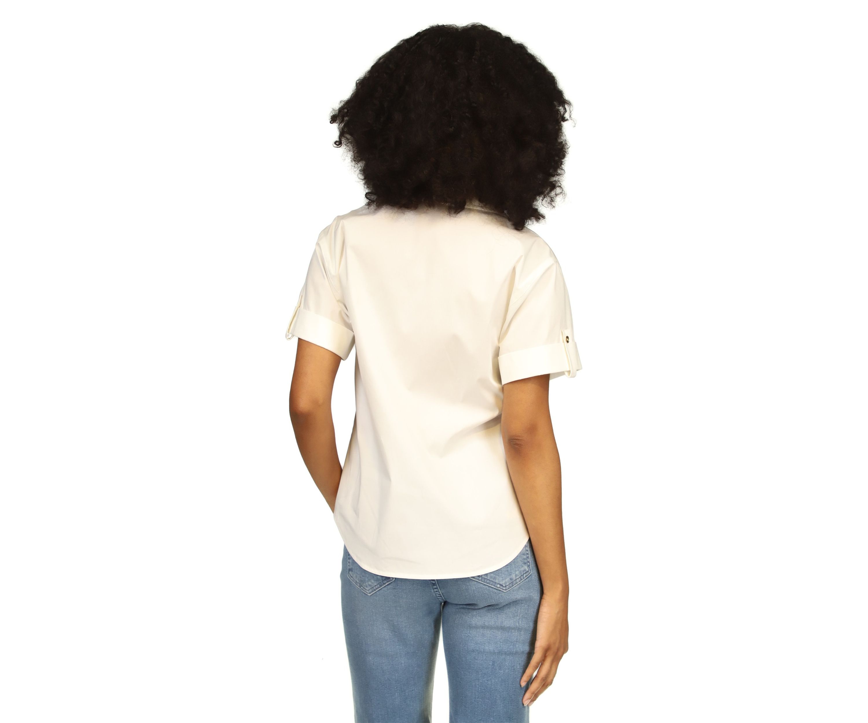 Womens Poplin Short Sleeve Top