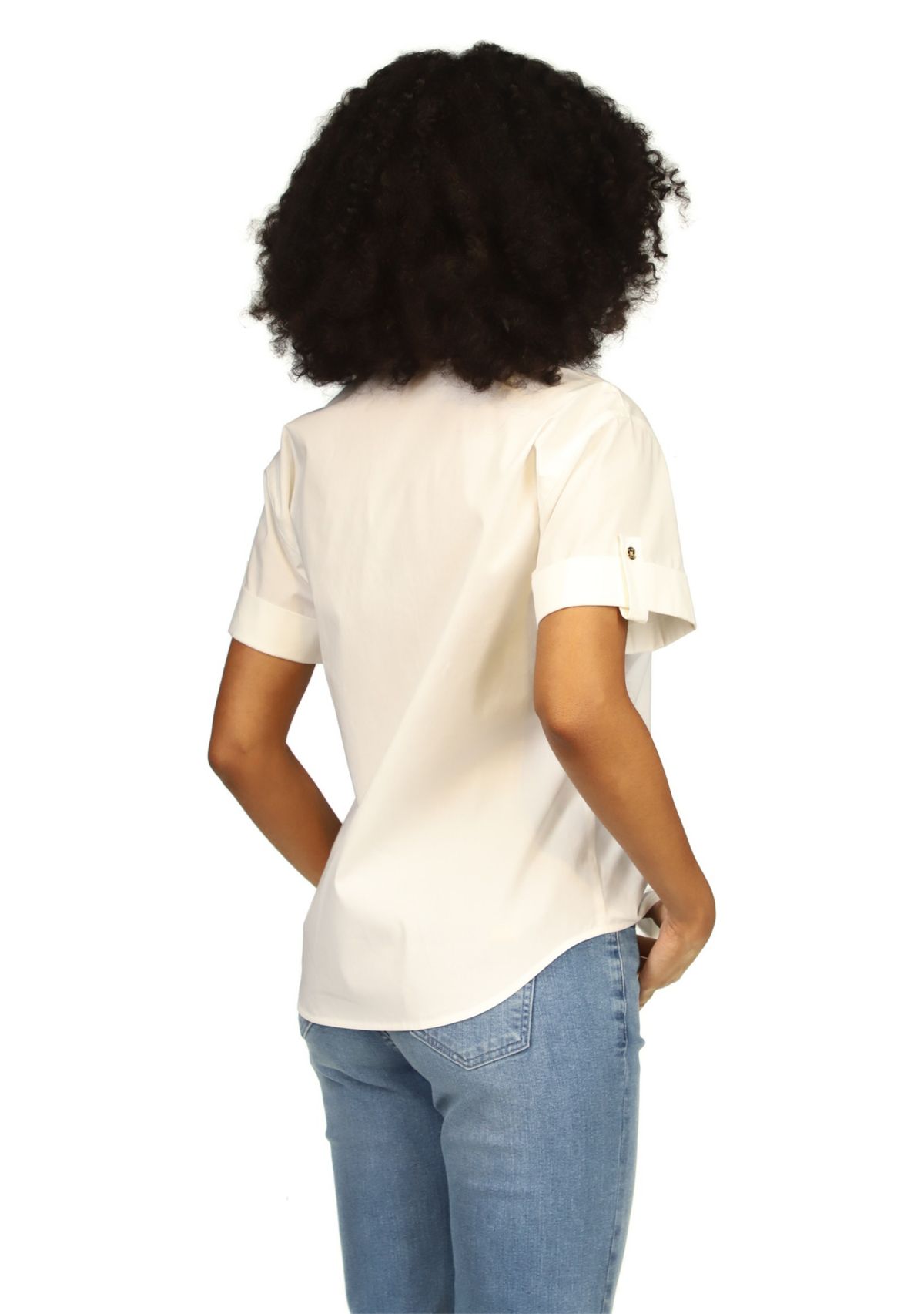 Womens Poplin Short Sleeve Top