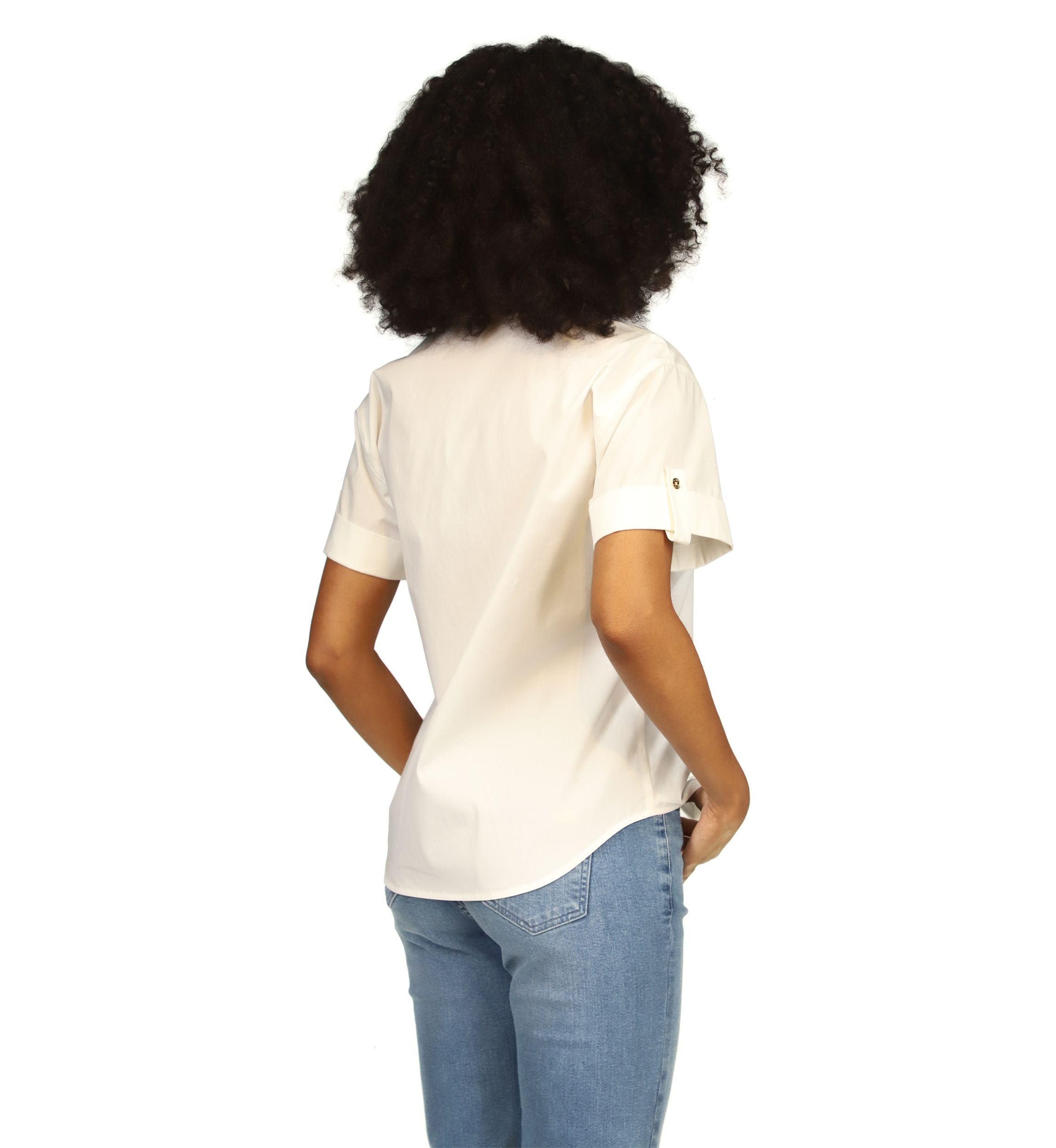 Womens Poplin Short Sleeve Top