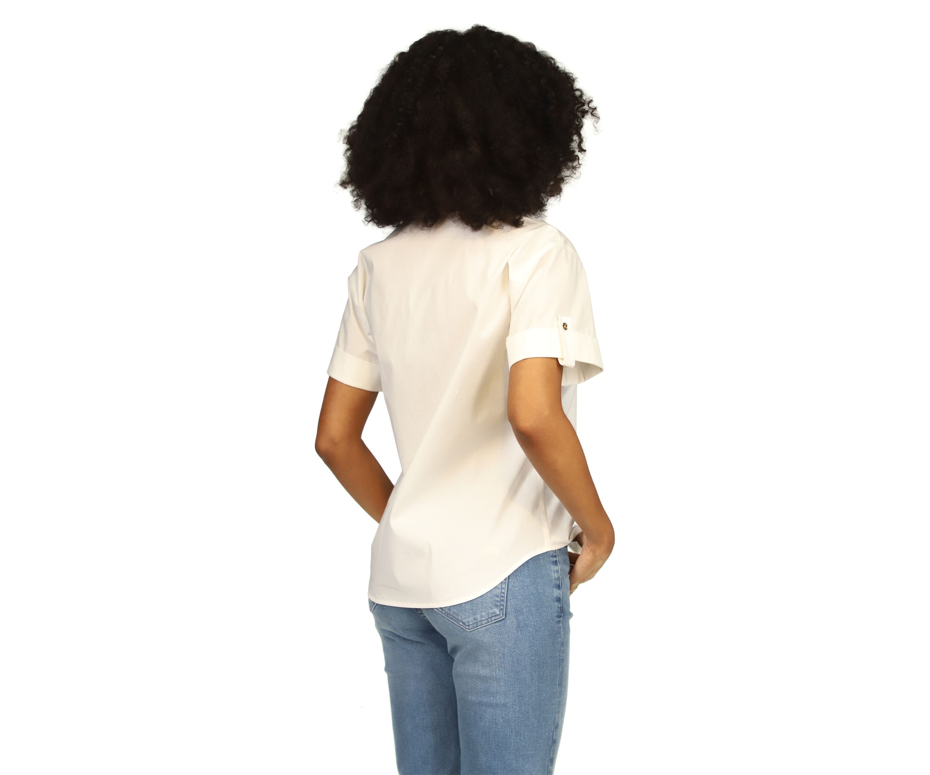 Womens Poplin Short Sleeve Top