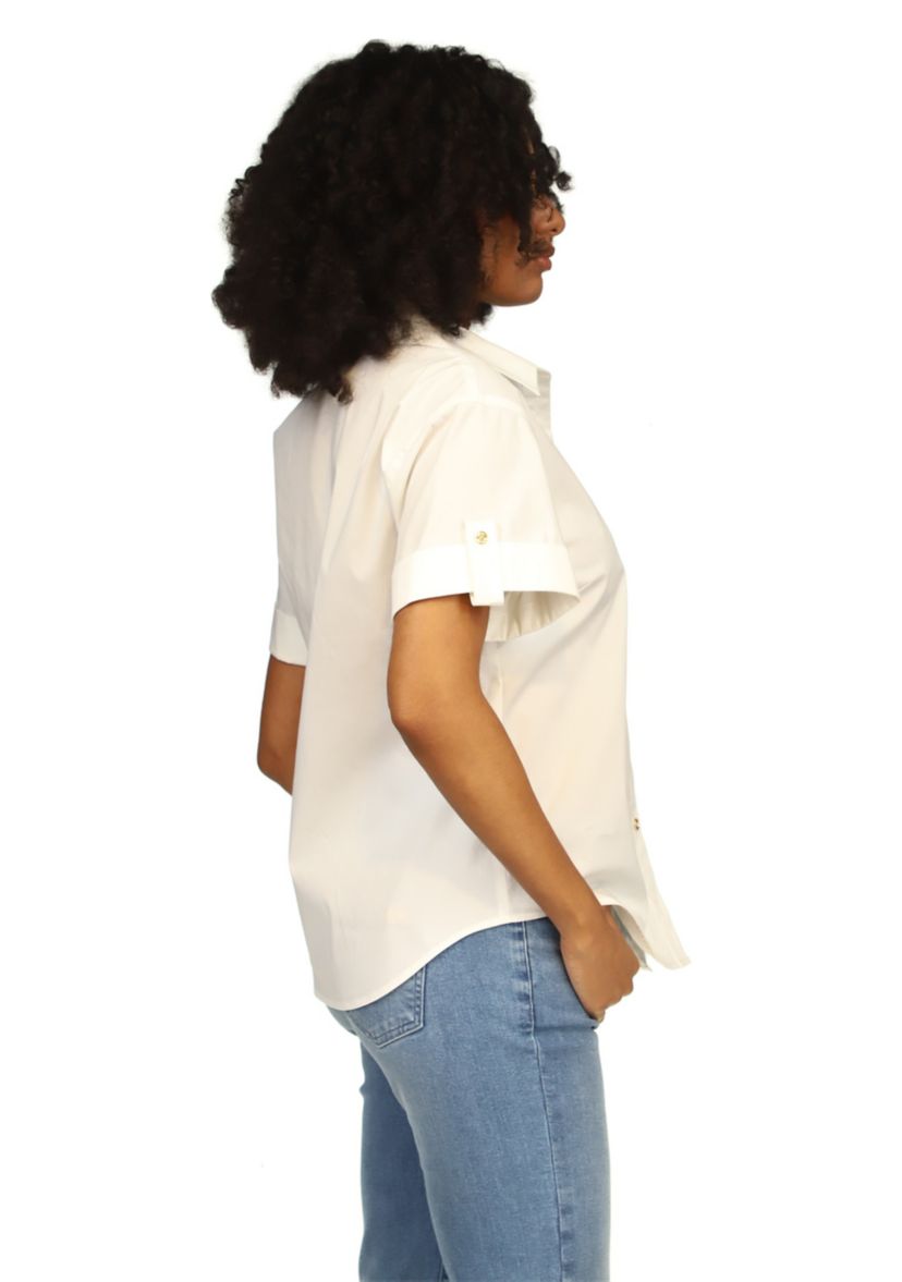 Womens Poplin Short Sleeve Top
