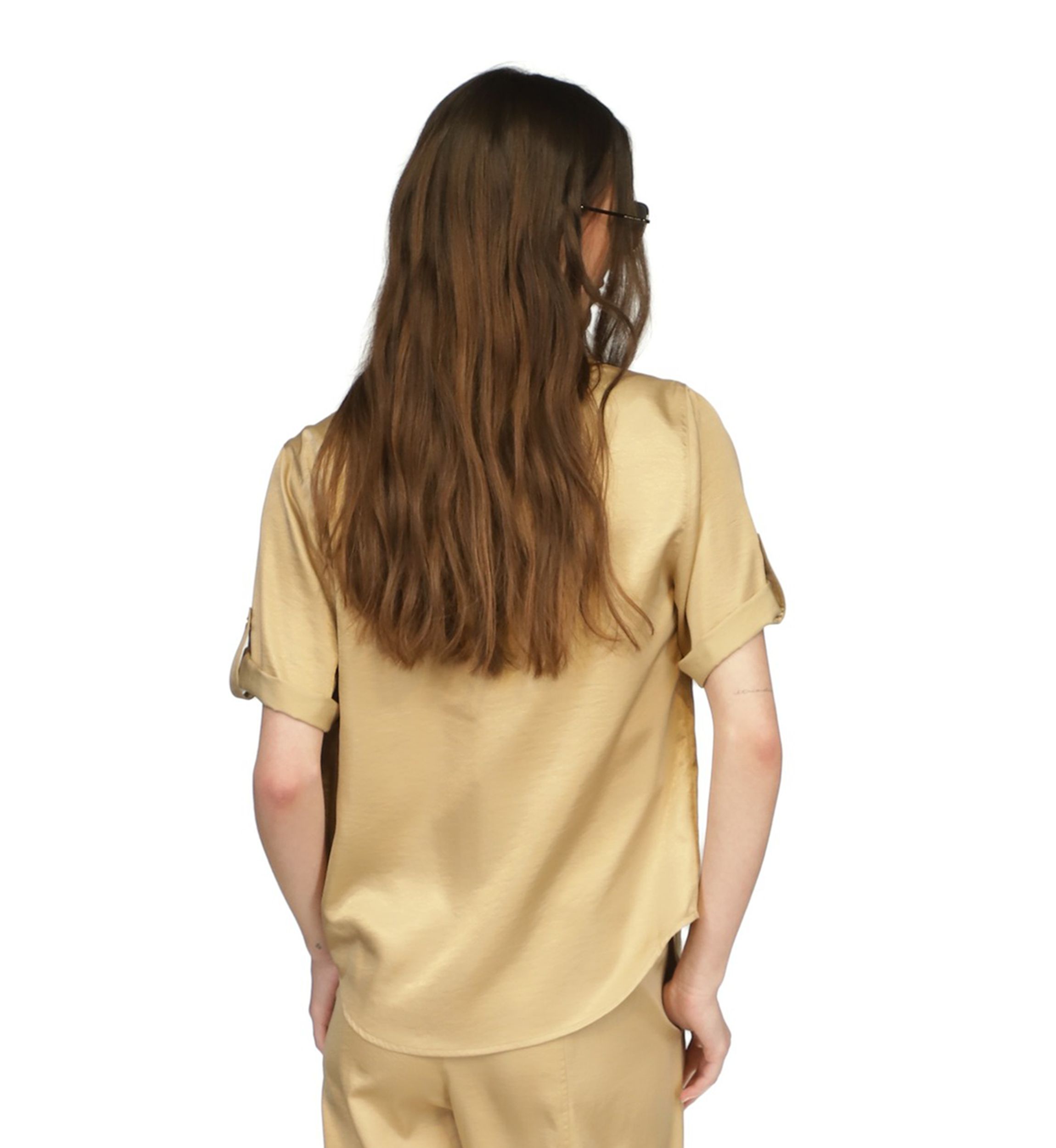 Womens Satin Short Sleeve Top