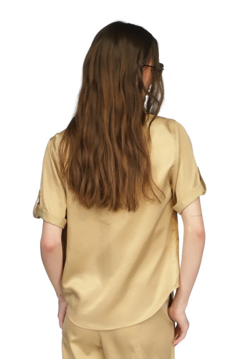 Womens Satin Short Sleeve Top