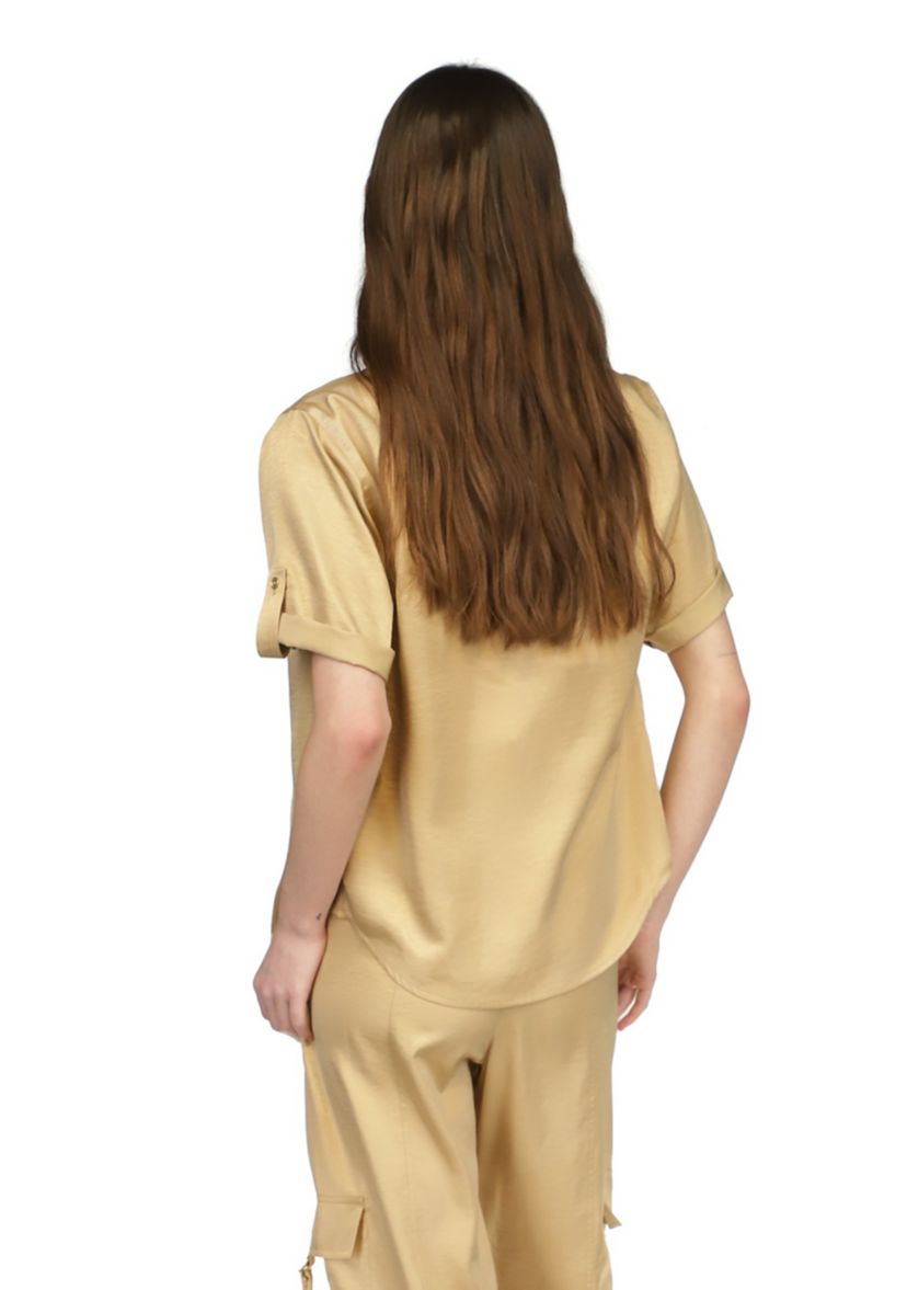 Womens Satin Short Sleeve Top