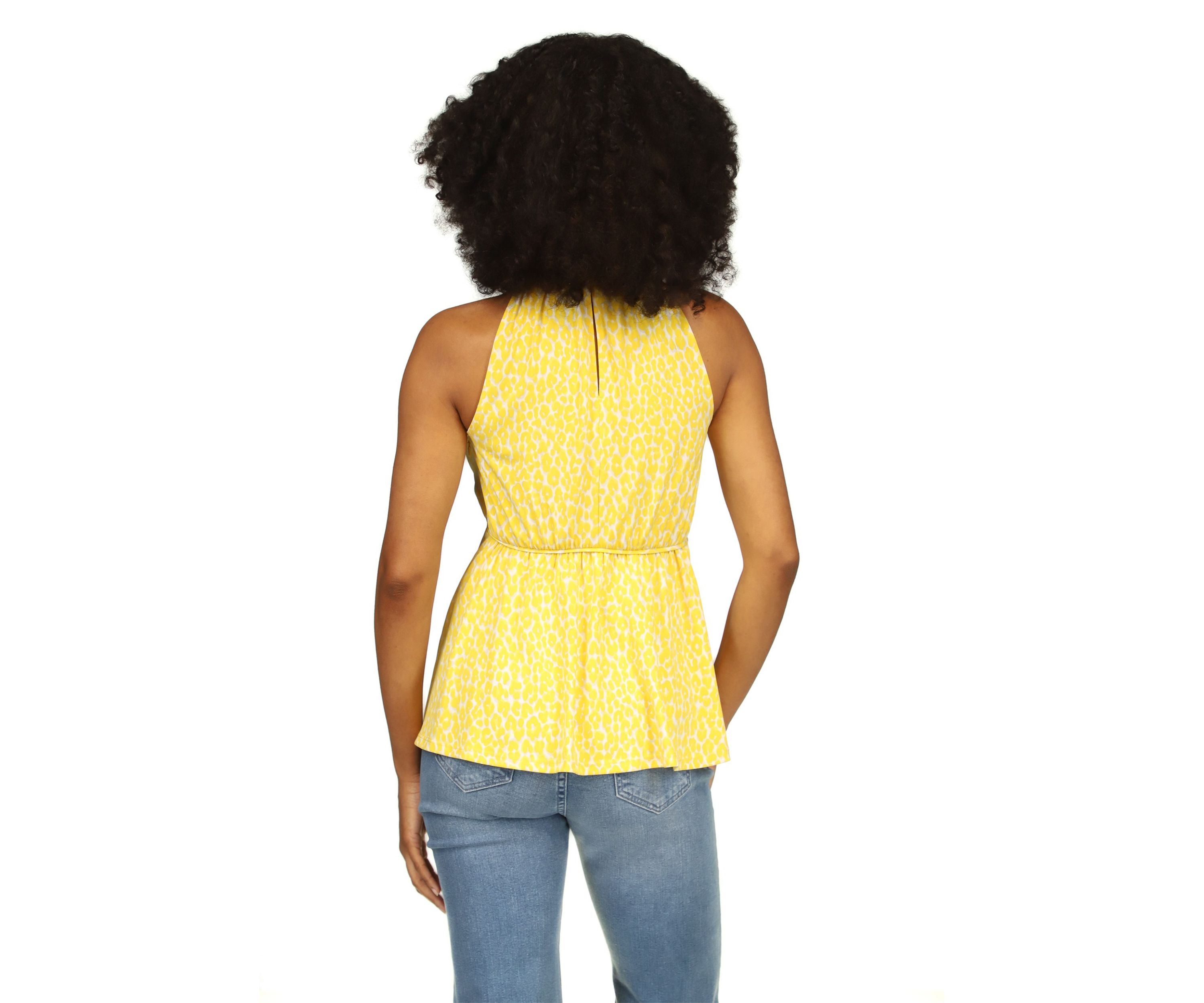 Womens Sleeveless Keyhole Peplum Knit Top