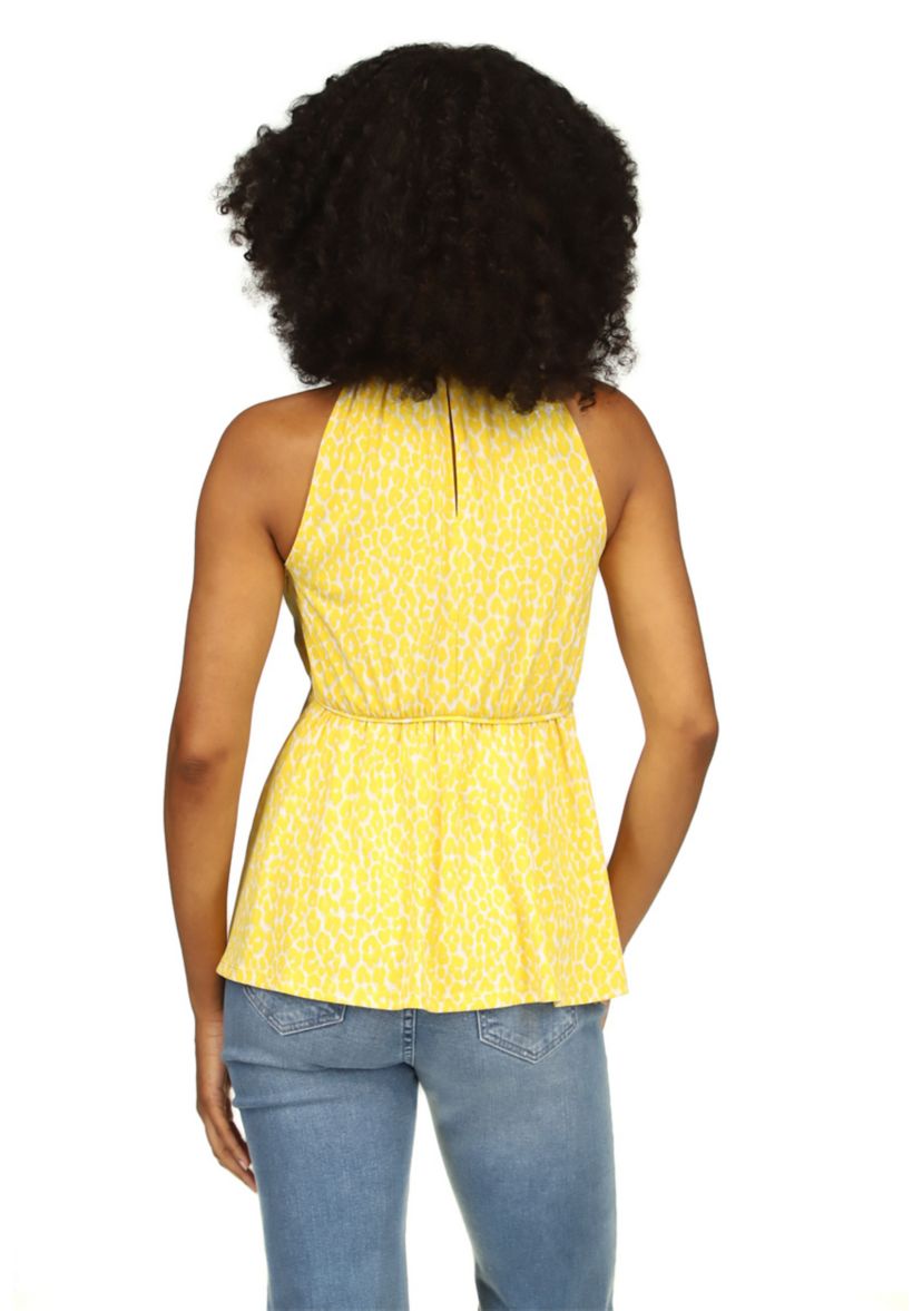Womens Sleeveless Keyhole Peplum Knit Top