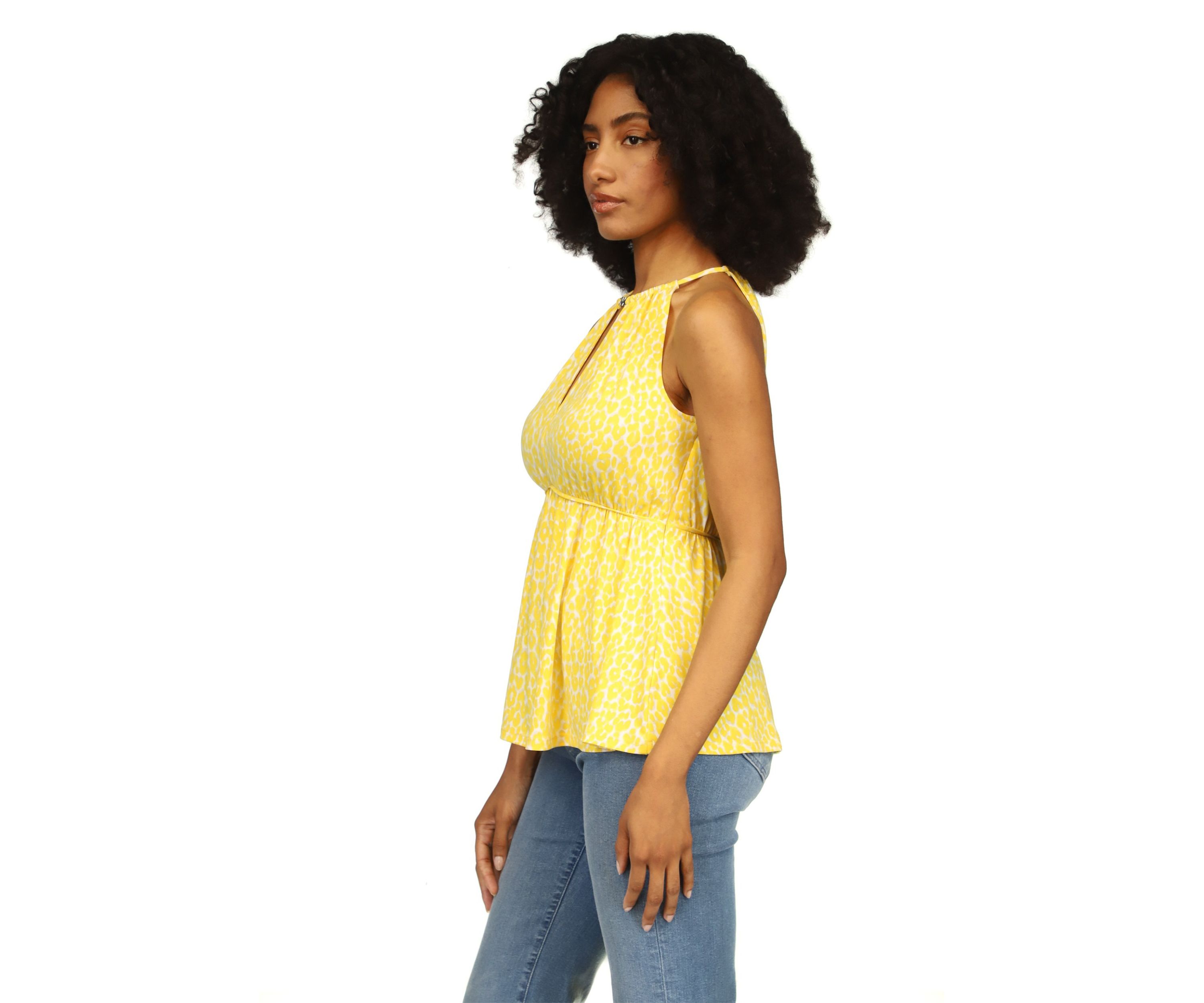Womens Sleeveless Keyhole Peplum Knit Top