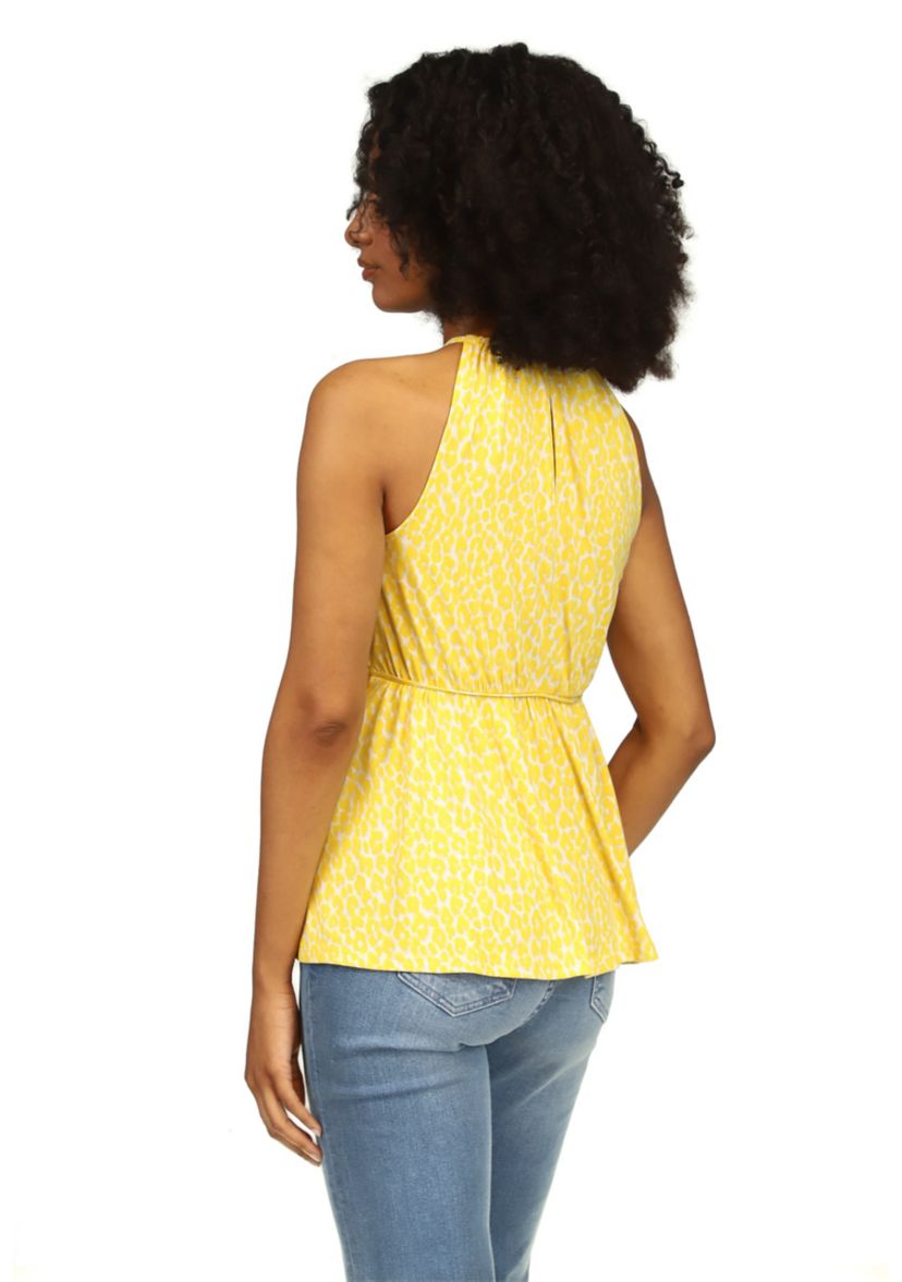 Womens Sleeveless Keyhole Peplum Knit Top