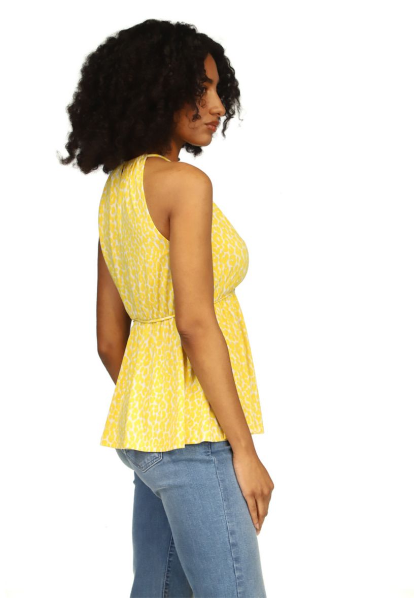 Womens Sleeveless Keyhole Peplum Knit Top