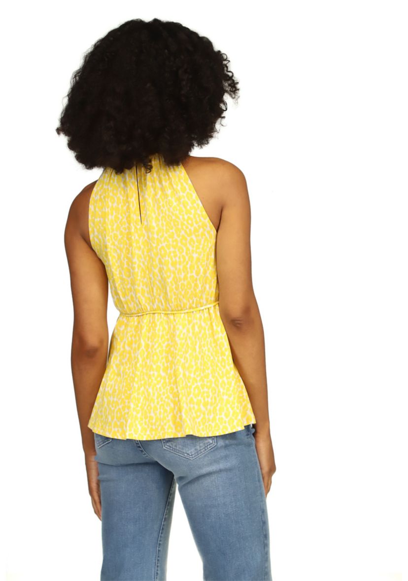 Womens Sleeveless Keyhole Peplum Knit Top