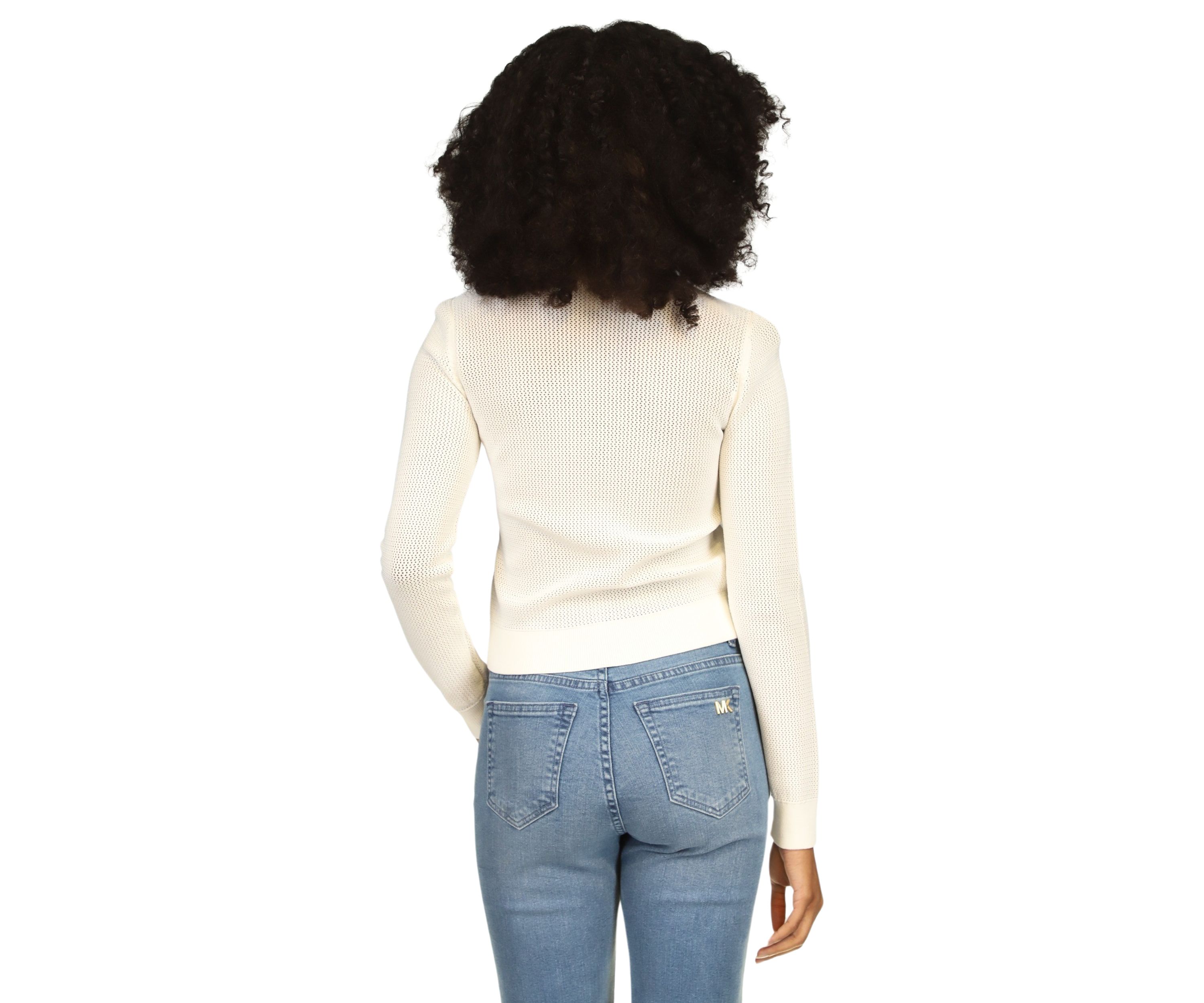 Womens Mesh Crew Neck Sweater