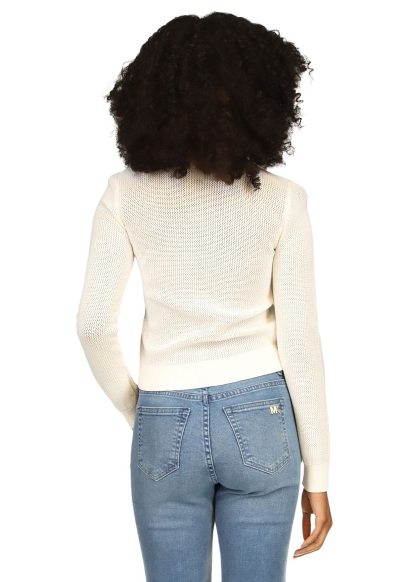 Womens Mesh Crew Neck Sweater
