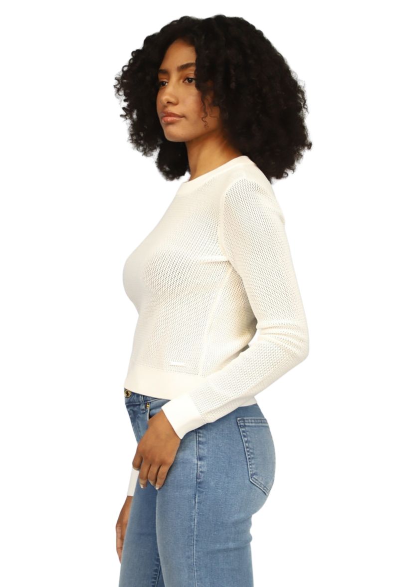 Womens Mesh Crew Neck Sweater