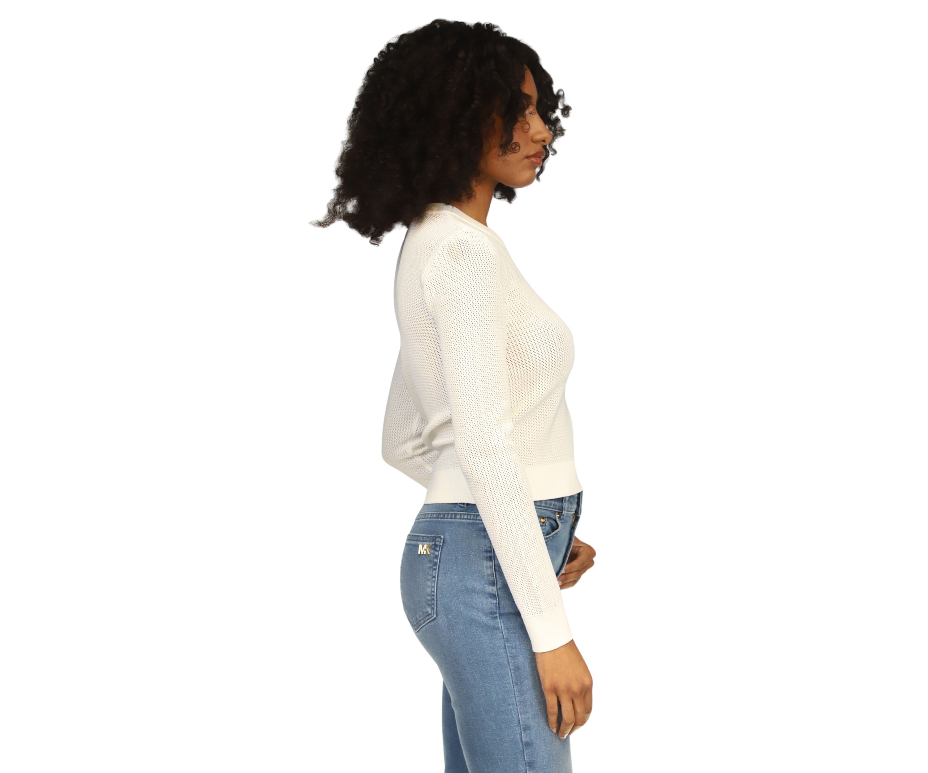 Womens Mesh Crew Neck Sweater