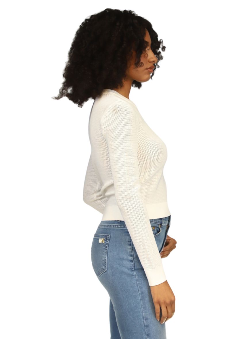 Womens Mesh Crew Neck Sweater
