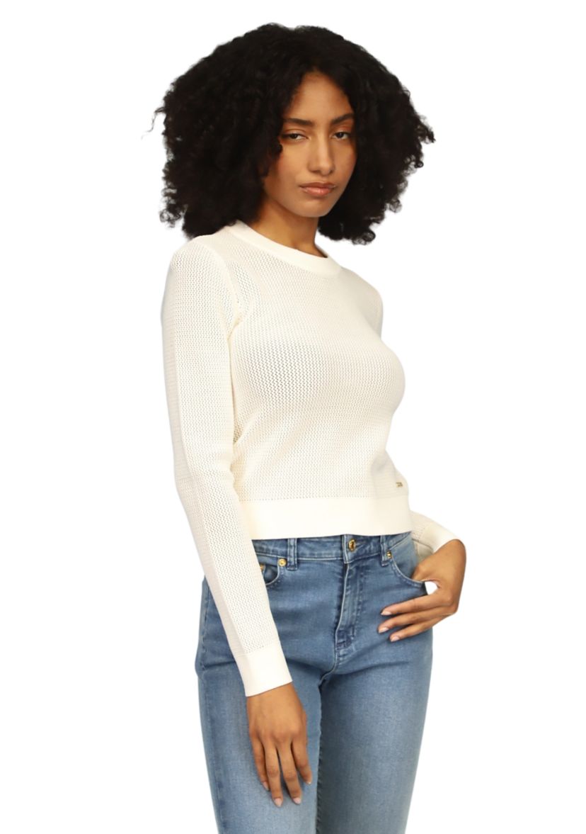Womens Mesh Crew Neck Sweater