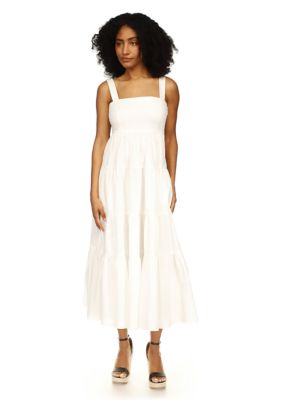 MICHAEL Michael Kors Women's Poplin Tiered Midi Dress, White, X-Large -  0196237902306