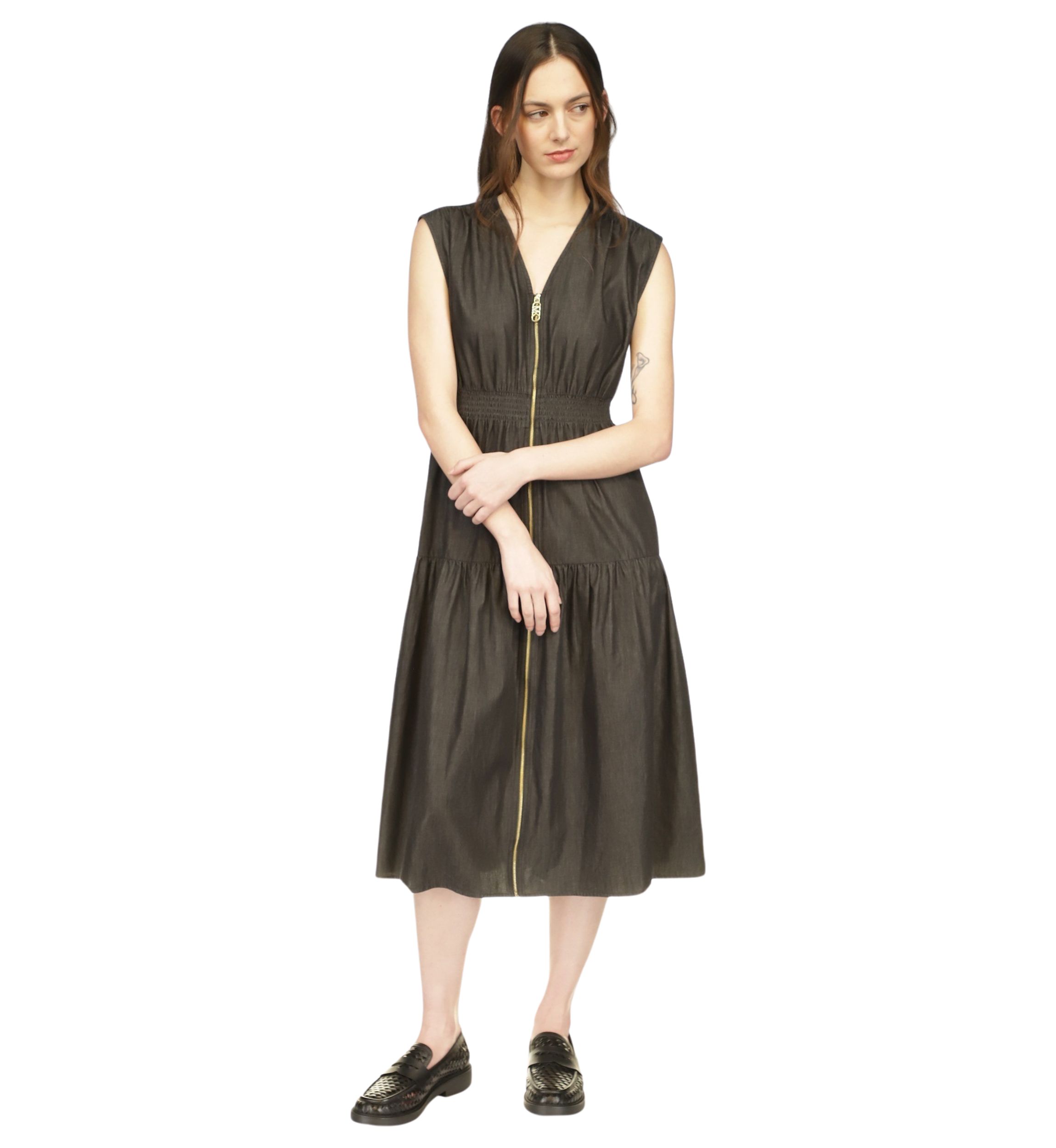 Womens Charm Zip Midi Dress 