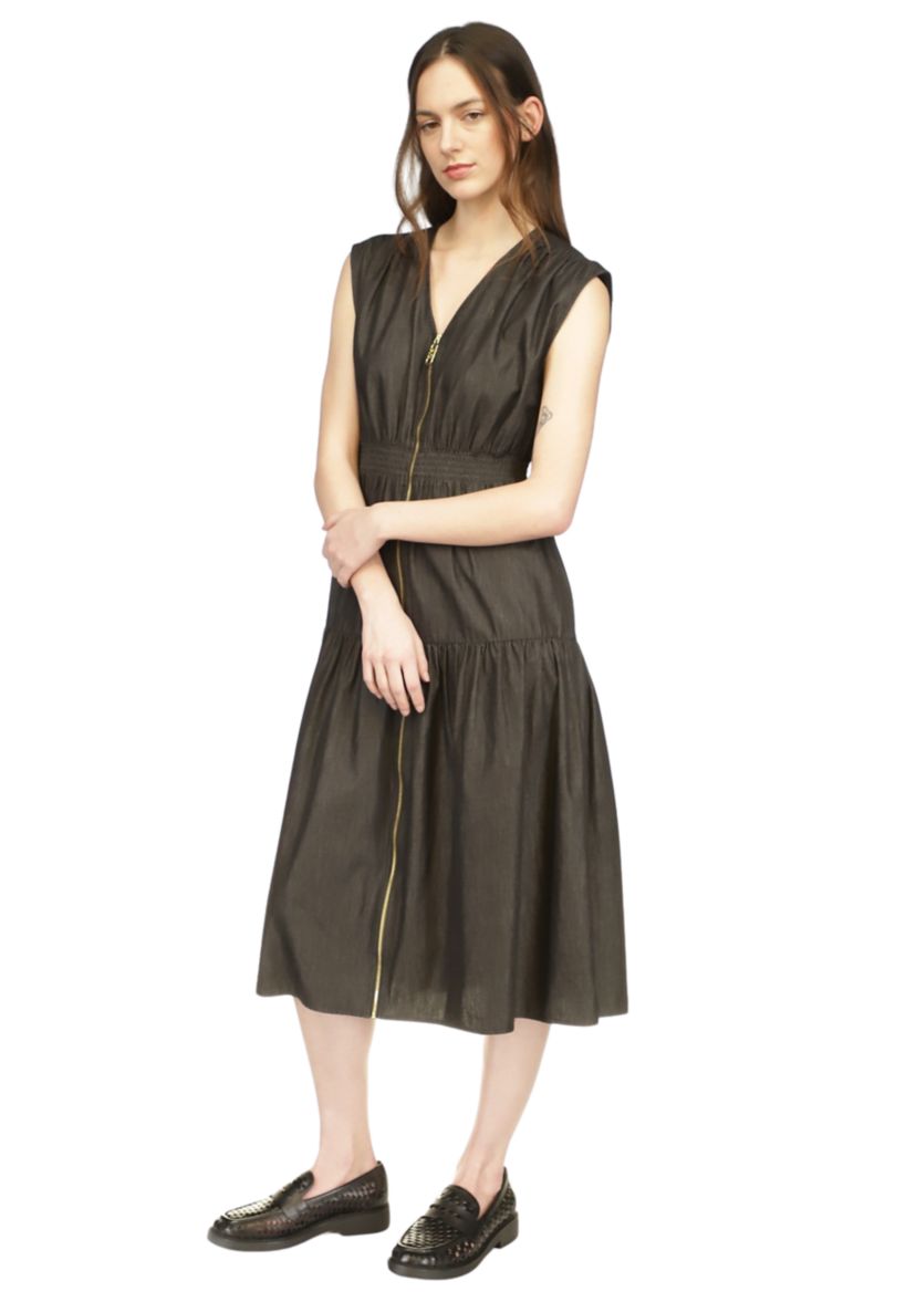 Womens Charm Zip Midi Dress 