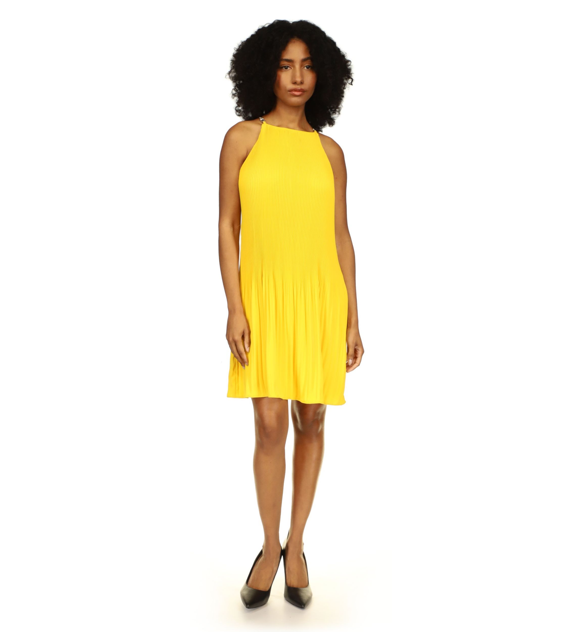 Womens Halter Neck Pleated Dress