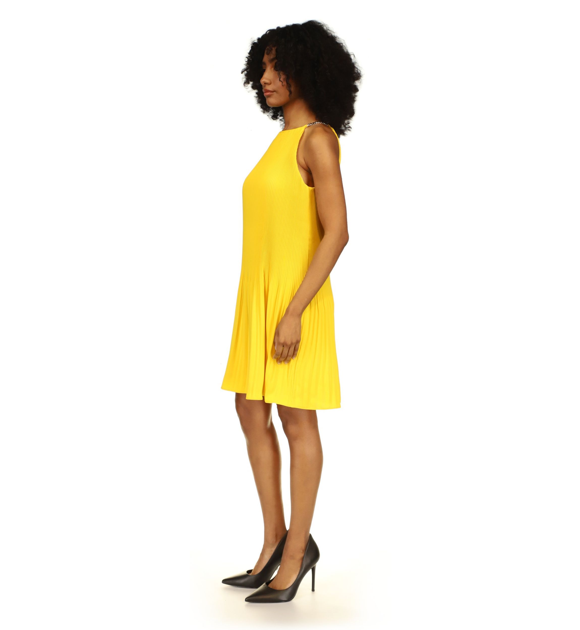 Womens Halter Neck Pleated Dress