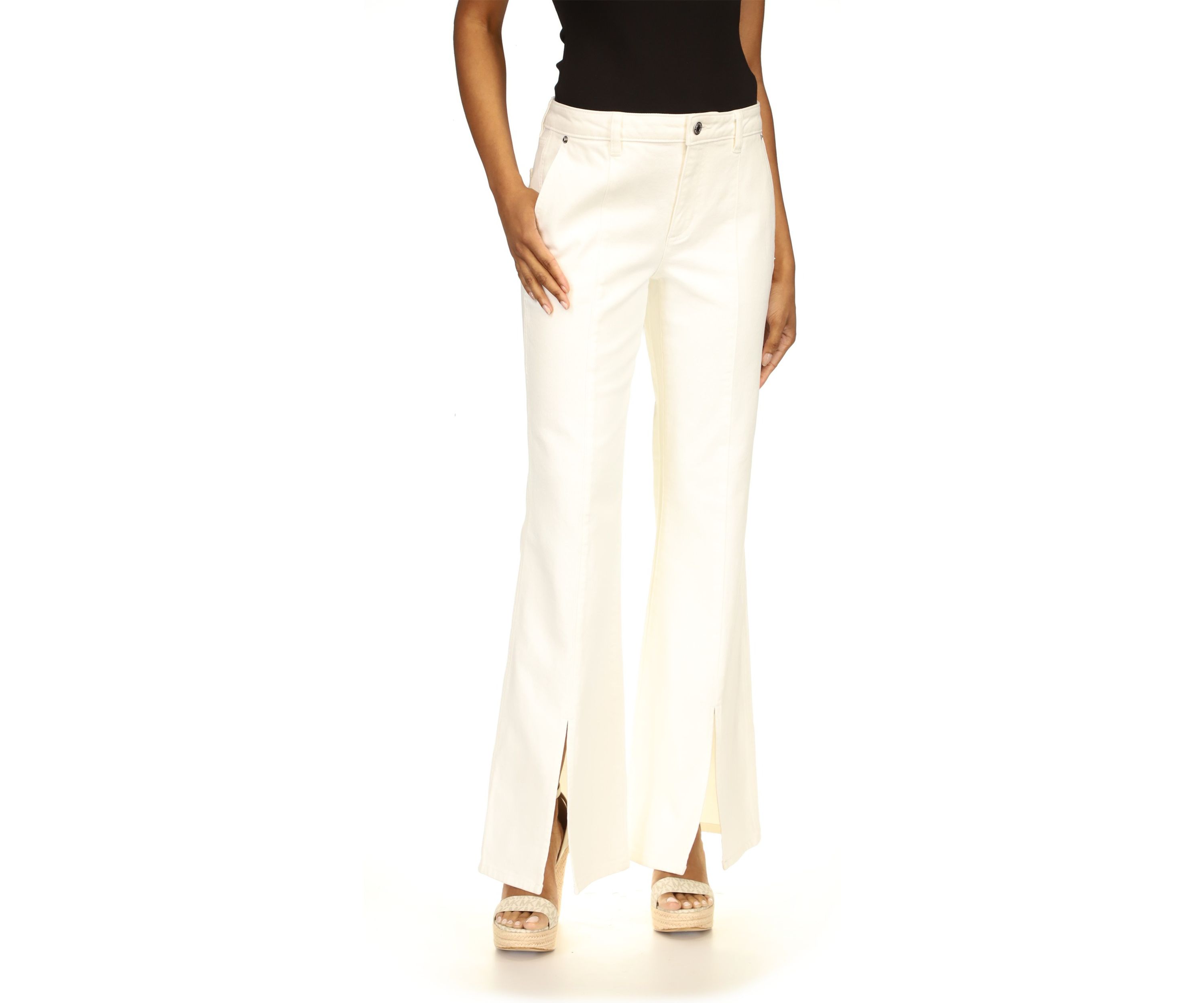 Womens Slit Front Flare Denim Jeans
