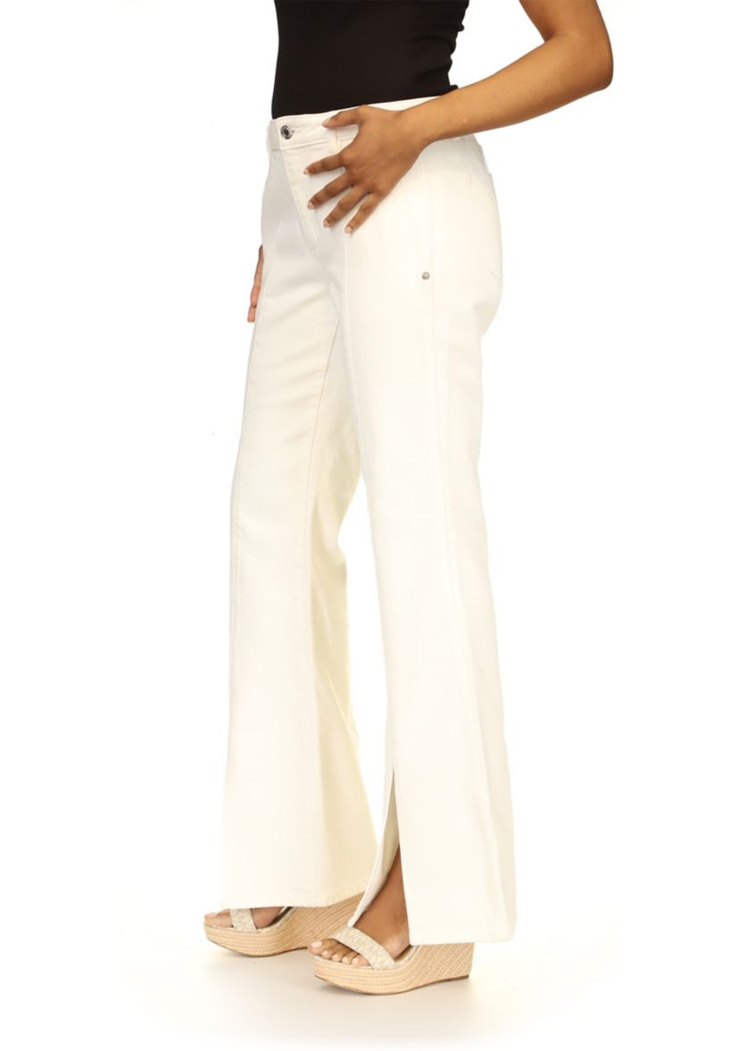 Womens Slit Front Flare Denim Jeans