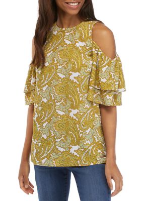 MICHAEL Michael Kors Cold Shoulder Compact Paisley Floral Top | belk