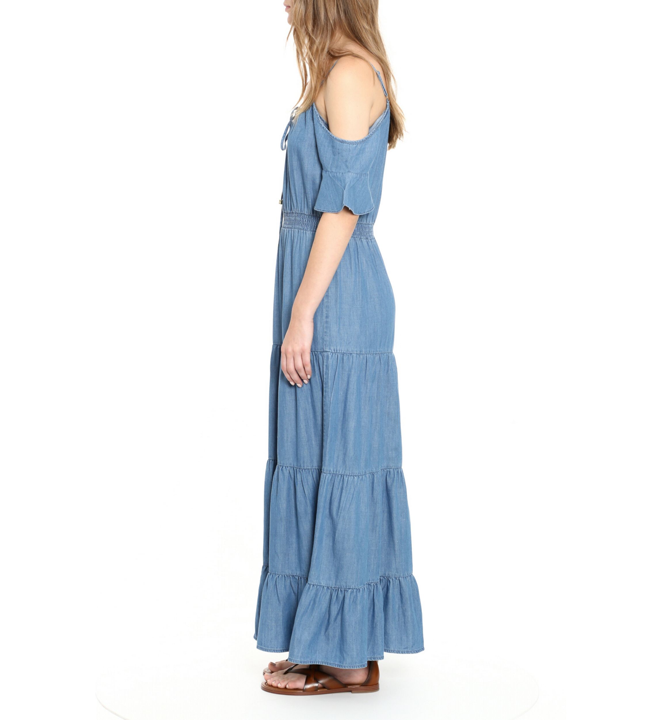 Womens Cold Shoulder Maxi Dress