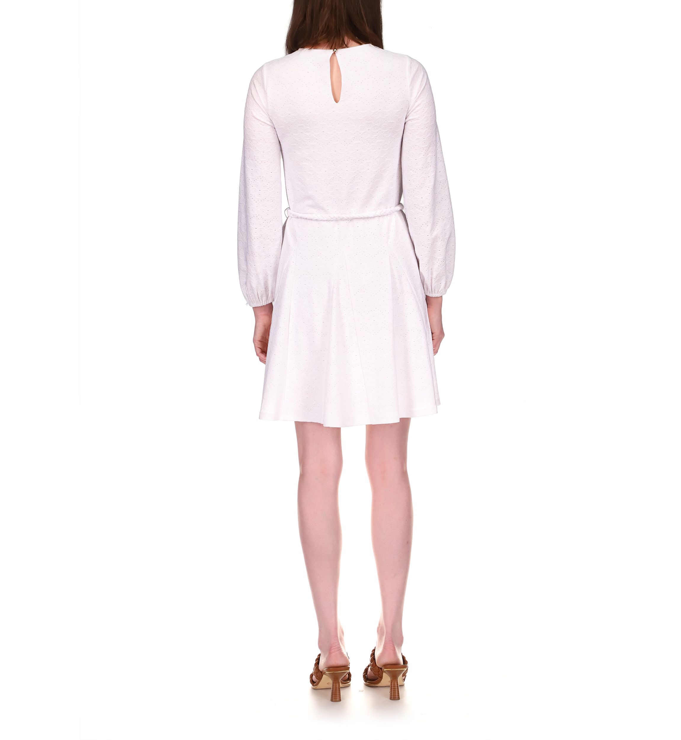 Womens Long Sleeve Eyelet Dress with Belt