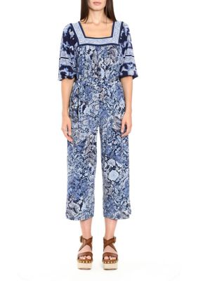 MICHAEL Michael Kors Women's Elbow Sleeve Square Neck Paisley Cropped  Jumpsuit | belk