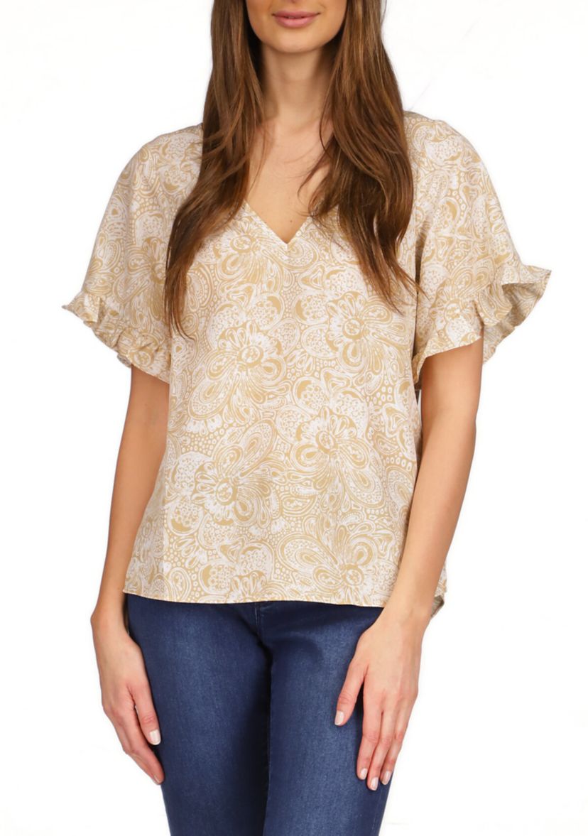 Womens Flutter Sleeve Top