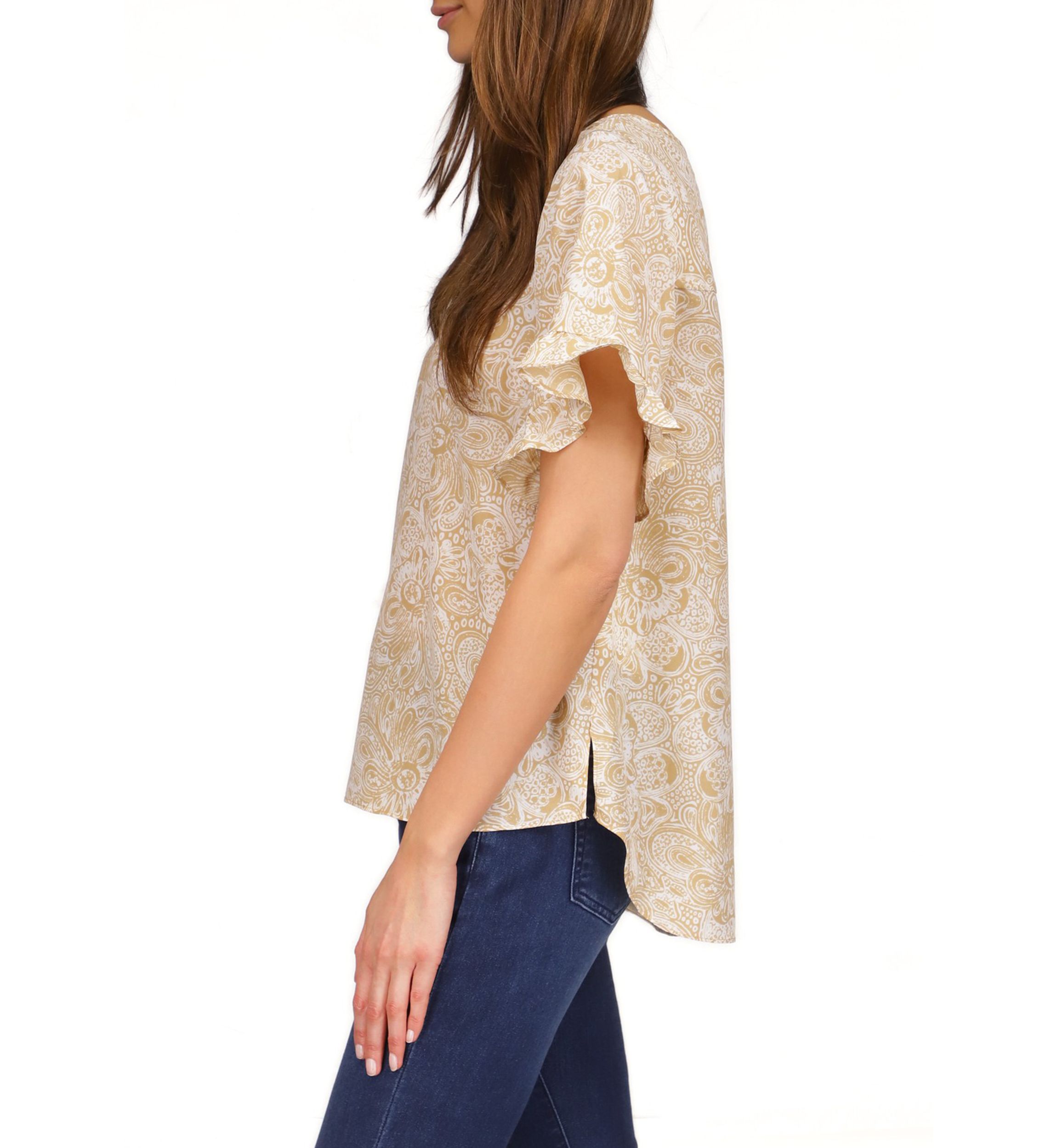 Womens Flutter Sleeve Top