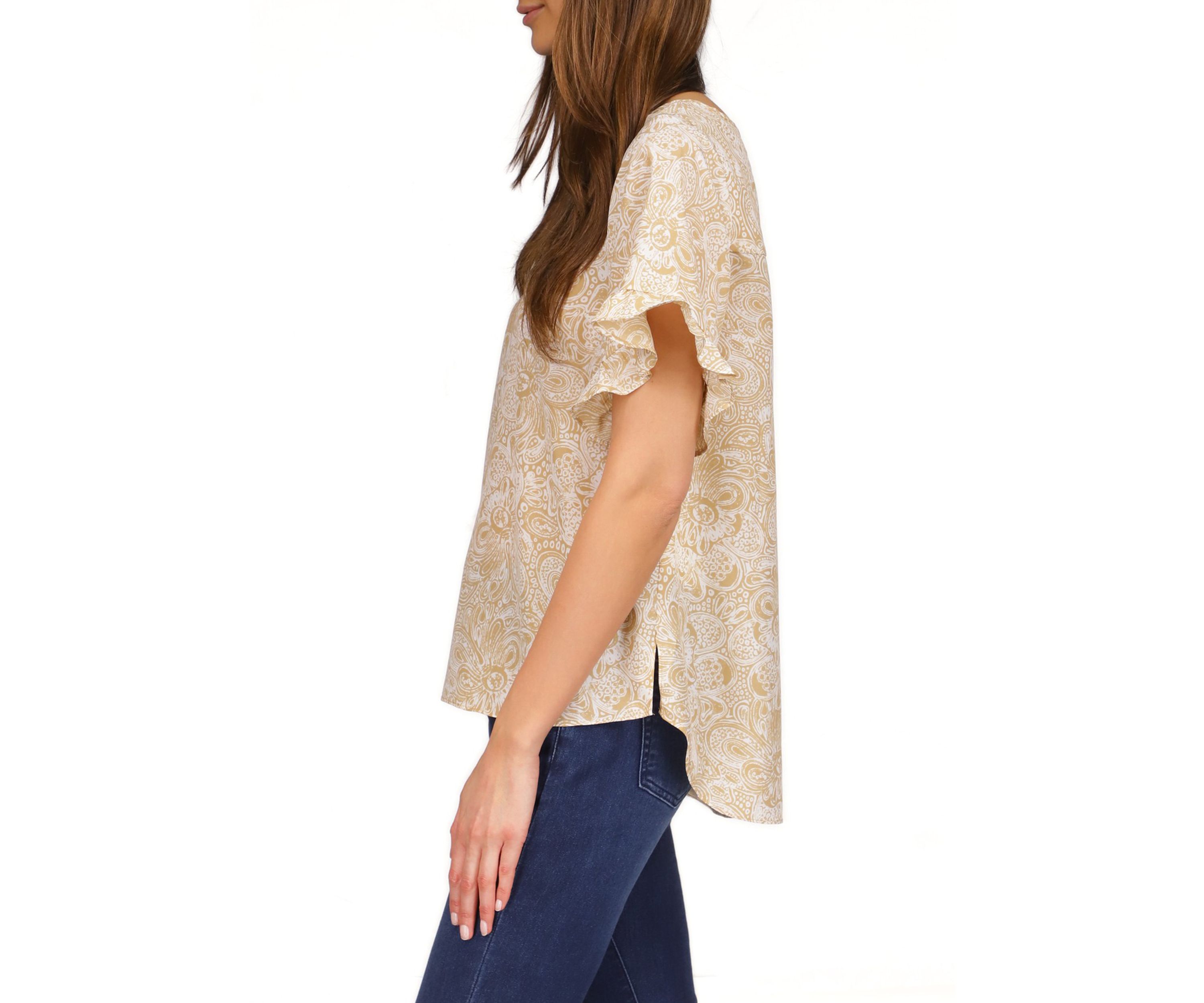 Womens Flutter Sleeve Top