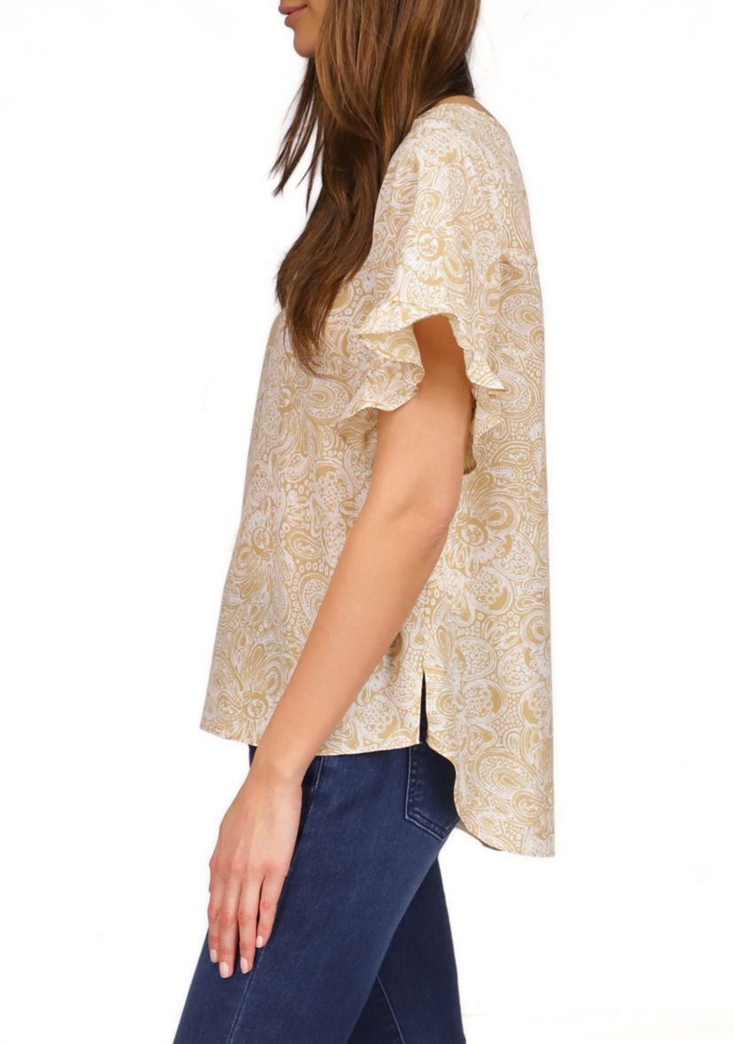 Womens Flutter Sleeve Top