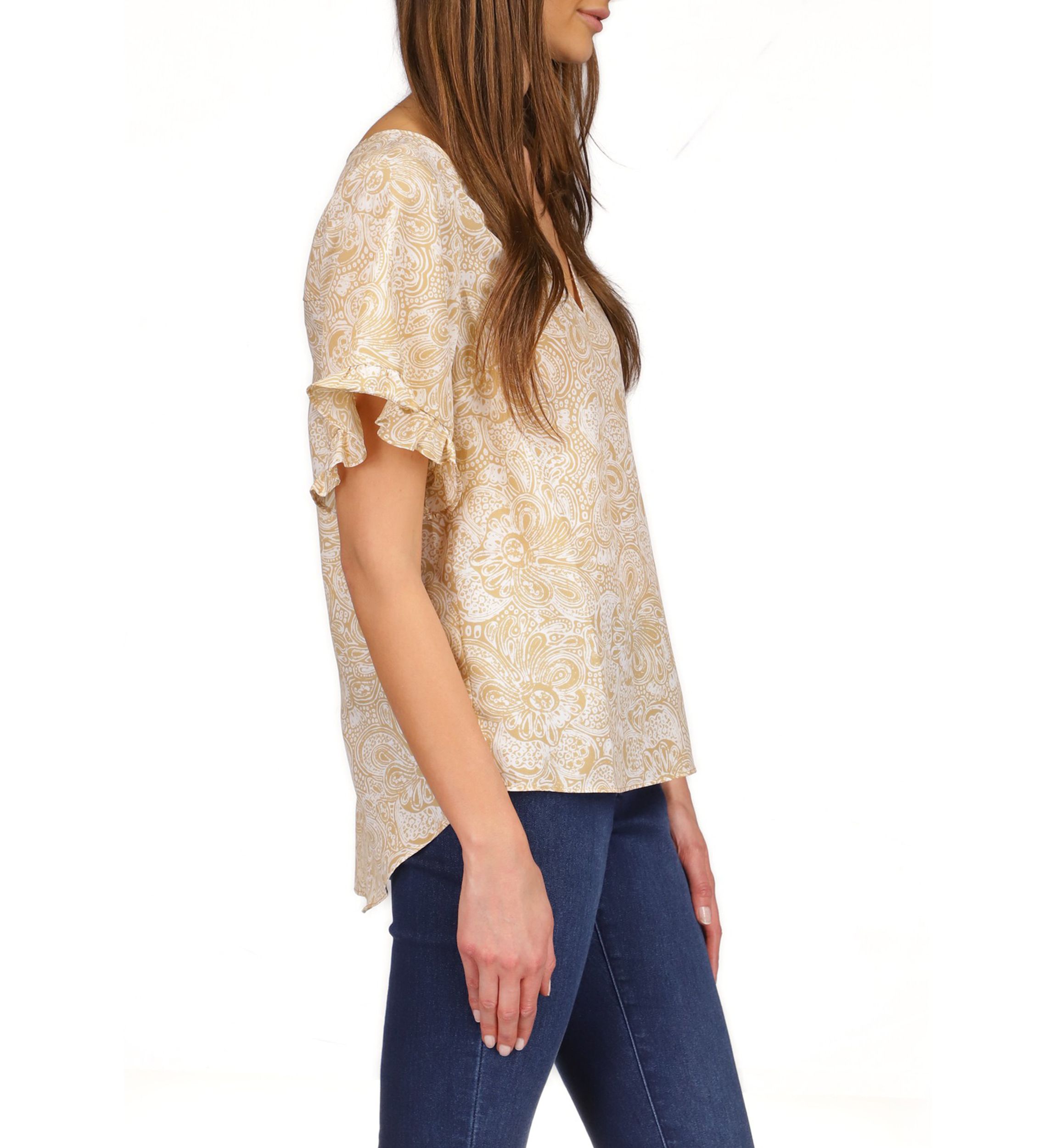 Womens Flutter Sleeve Top