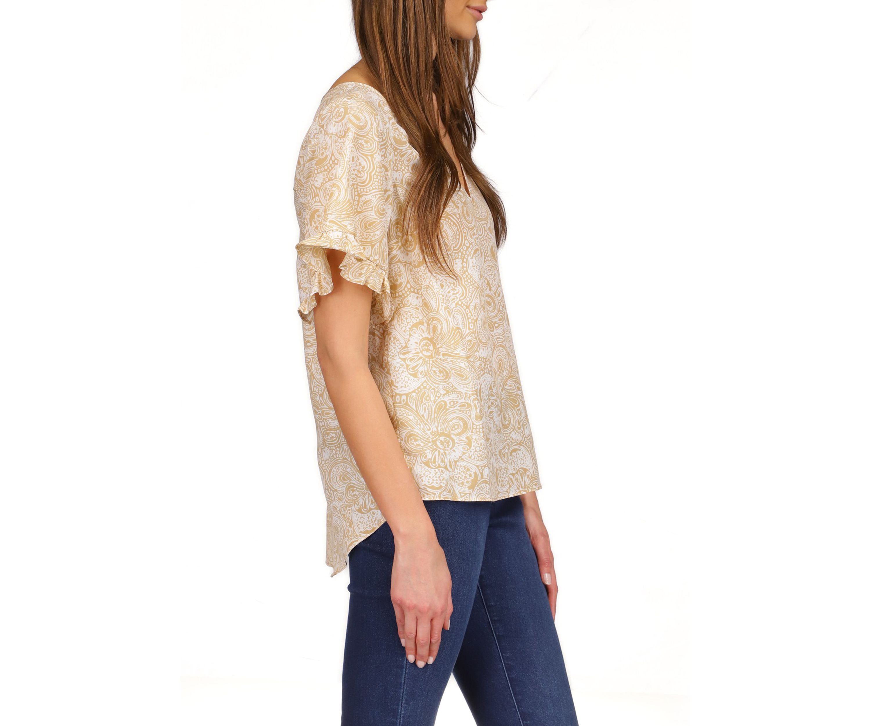 Womens Flutter Sleeve Top