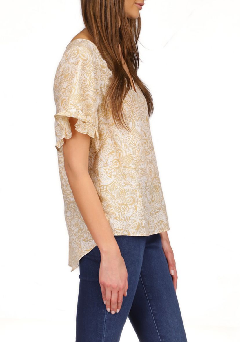 Womens Flutter Sleeve Top