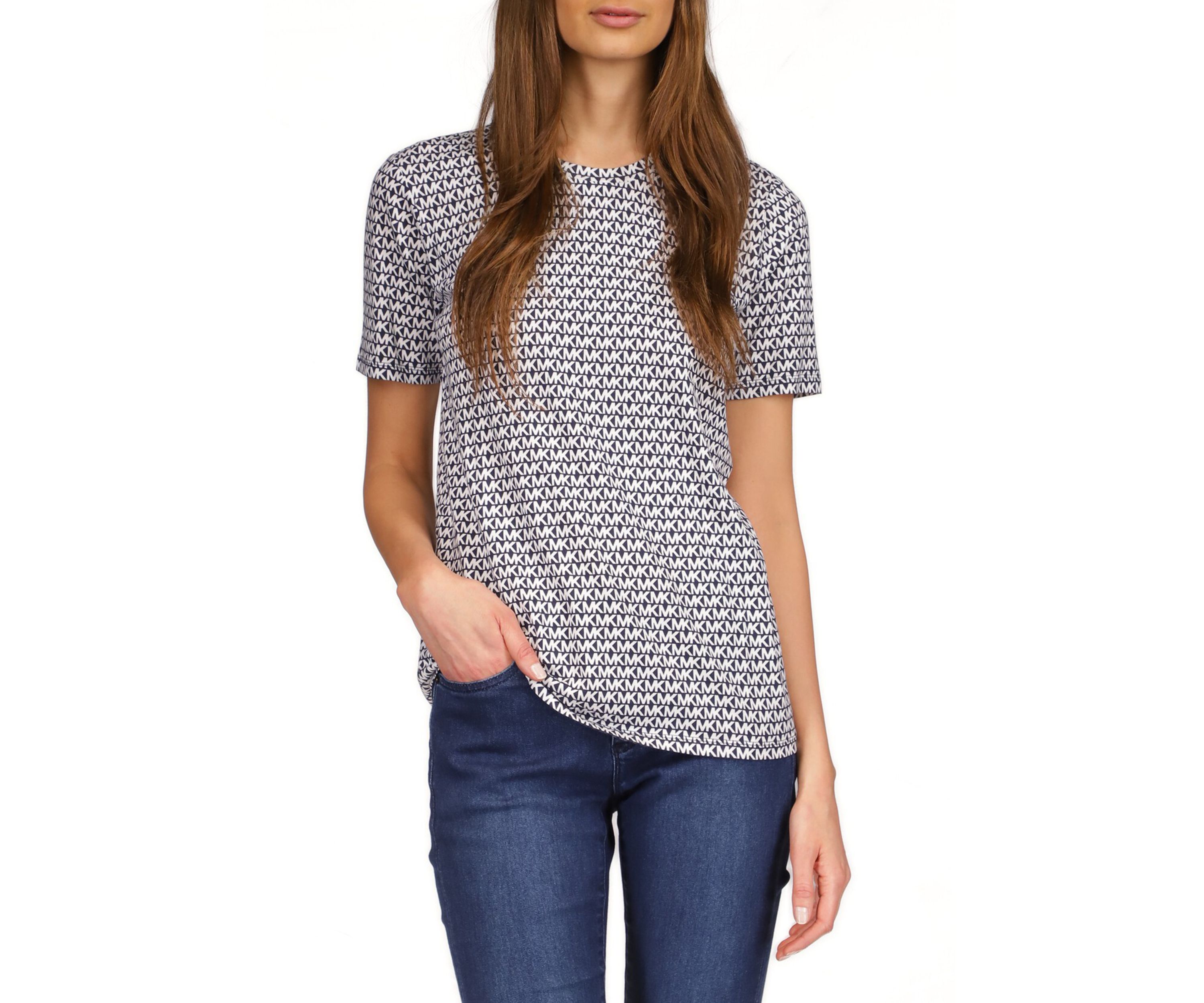 Womens Short Sleeve Logo Print Top 