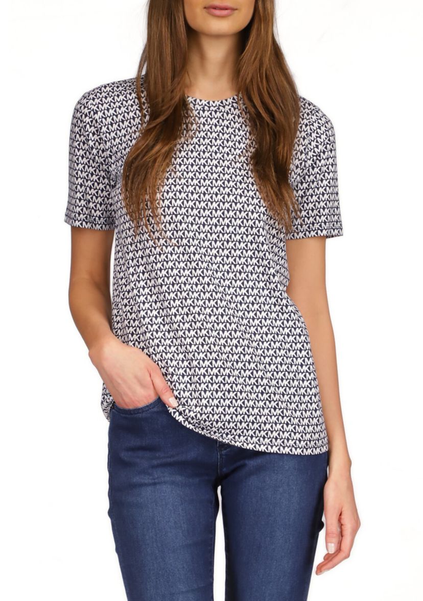 Womens Short Sleeve Logo Print Top 