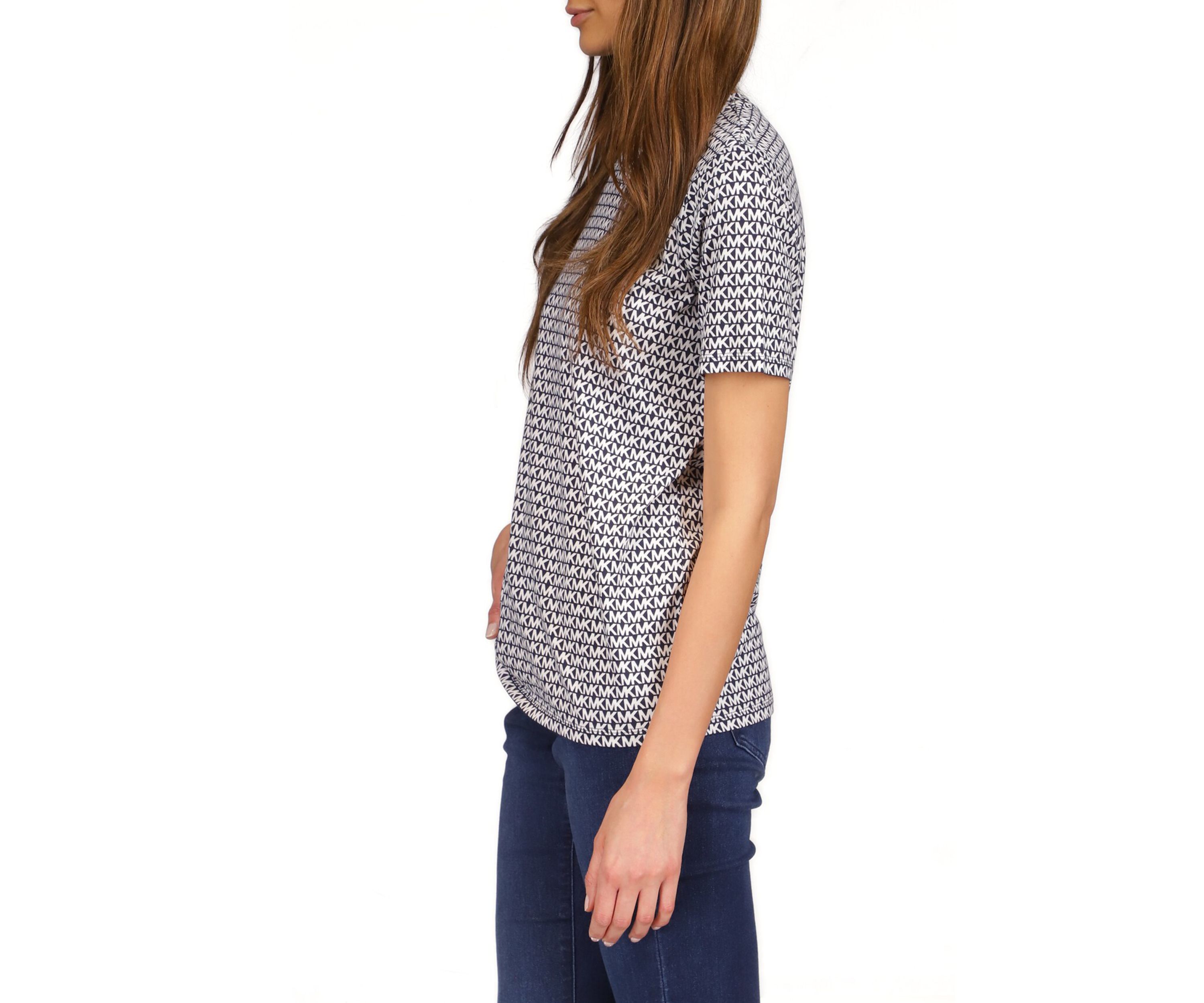 Womens Short Sleeve Logo Print Top 