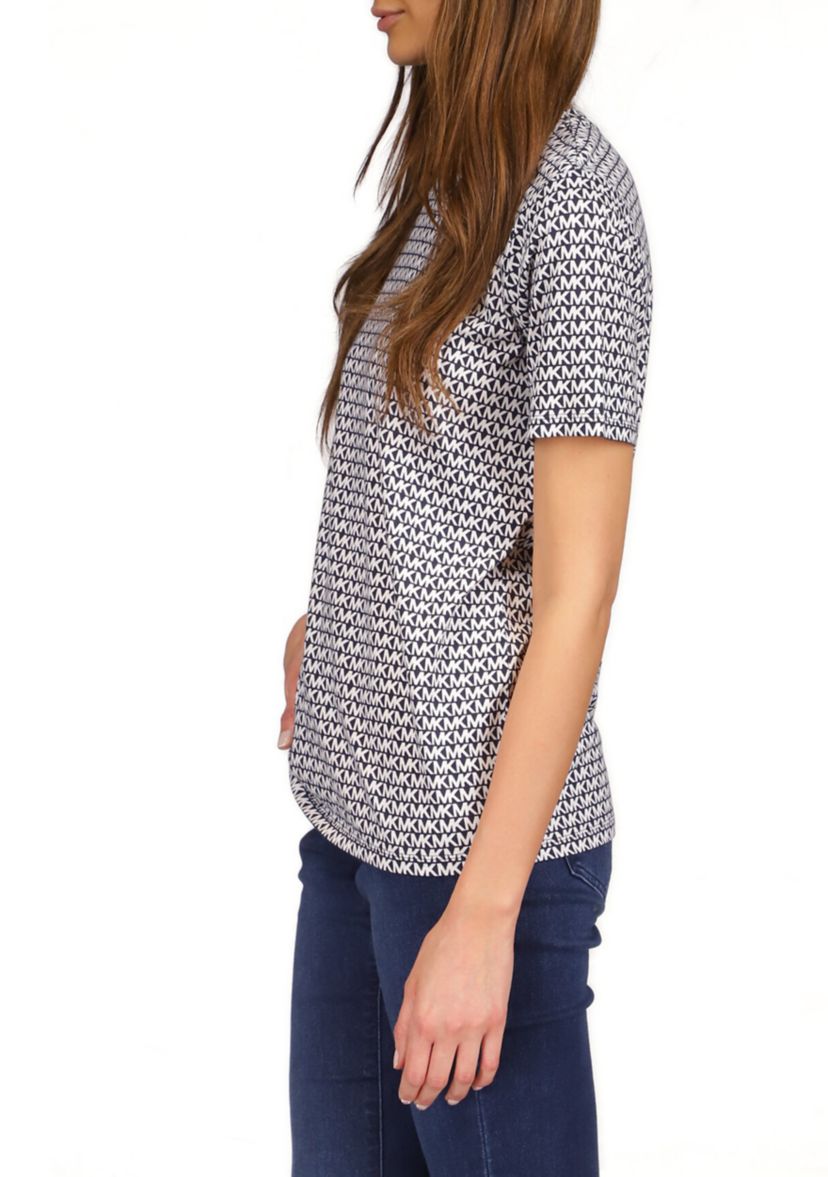 Womens Short Sleeve Logo Print Top 