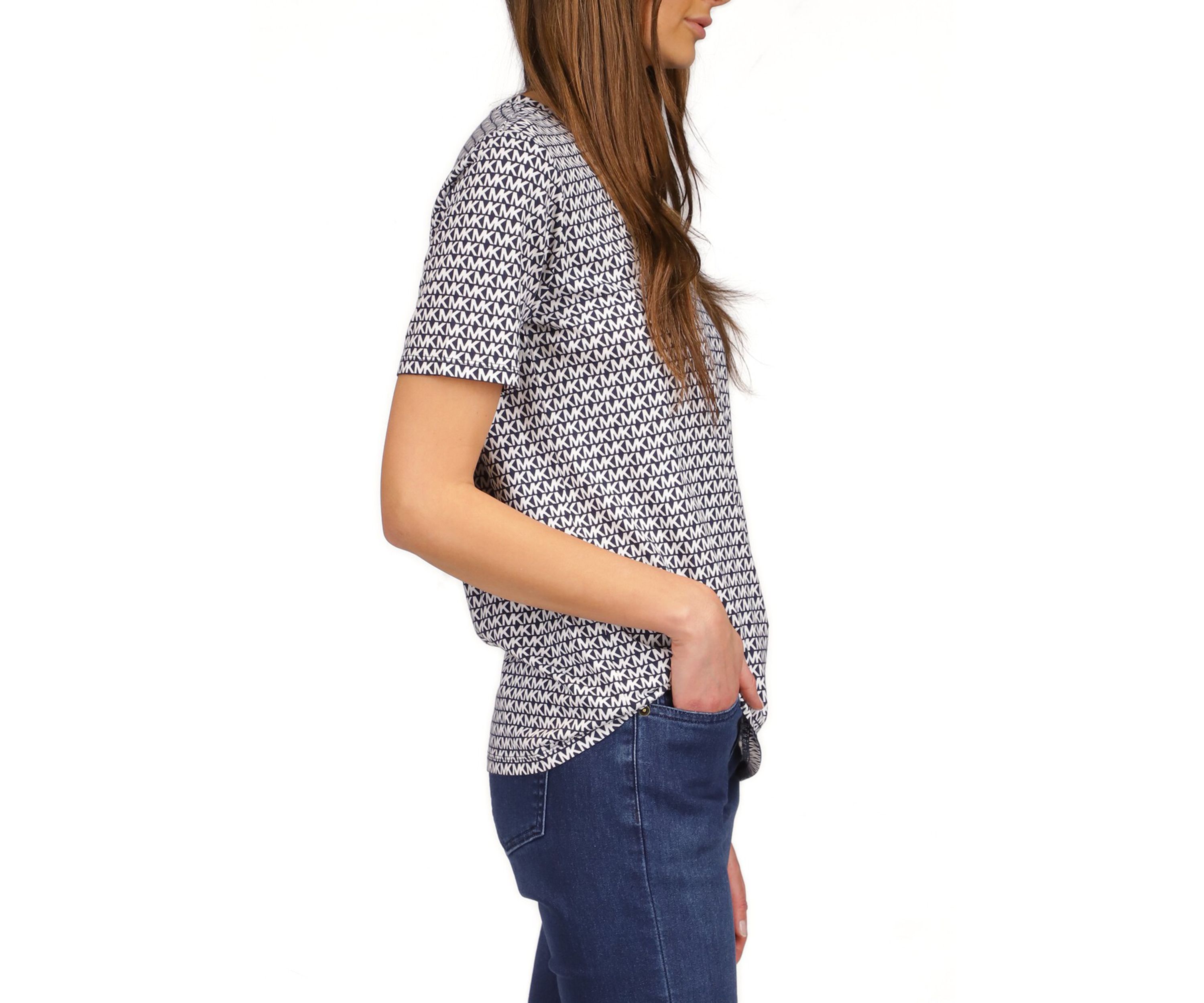 Womens Short Sleeve Logo Print Top 